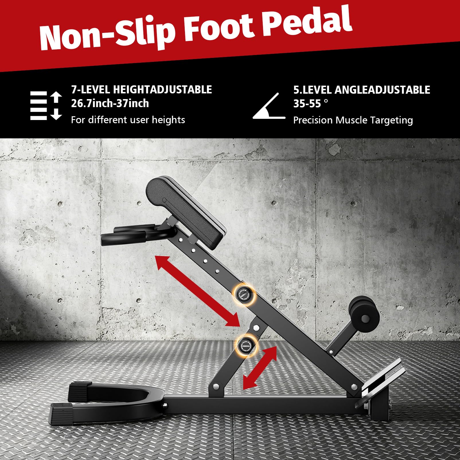 Silla romana, hiperextensión de espalda plegable, banco de hiperextensión, estirador de espalda para el hogar, banco de entrenamiento ajustable, 7 abdominales y muslos ajustables