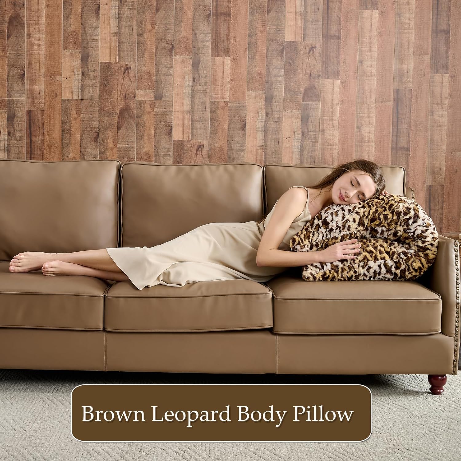 Leopard Print Body Pillow Cover,Fluffy Long Pillow Case Brown Cheetah Print Fuzzy Faux Fur Decorative Pillowcase,Soft Cushion Throw Pillow Covers for Couch Bed 20 x 54 Inches