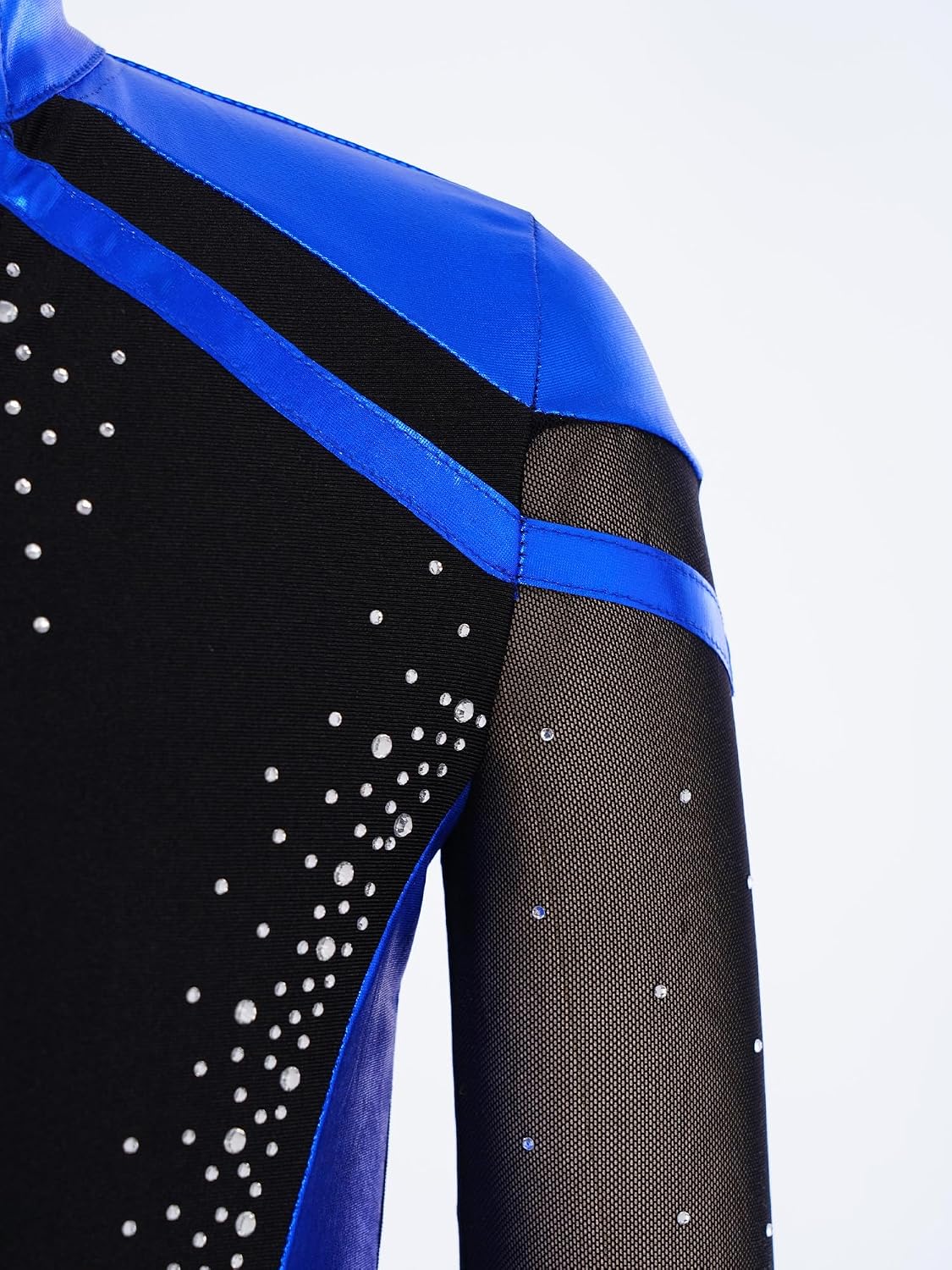 JEYPINMI Boys Pullover Color Block Latin Jazz Dance Performance Tops V-Neck Figure Skating Shirts Competition Costume