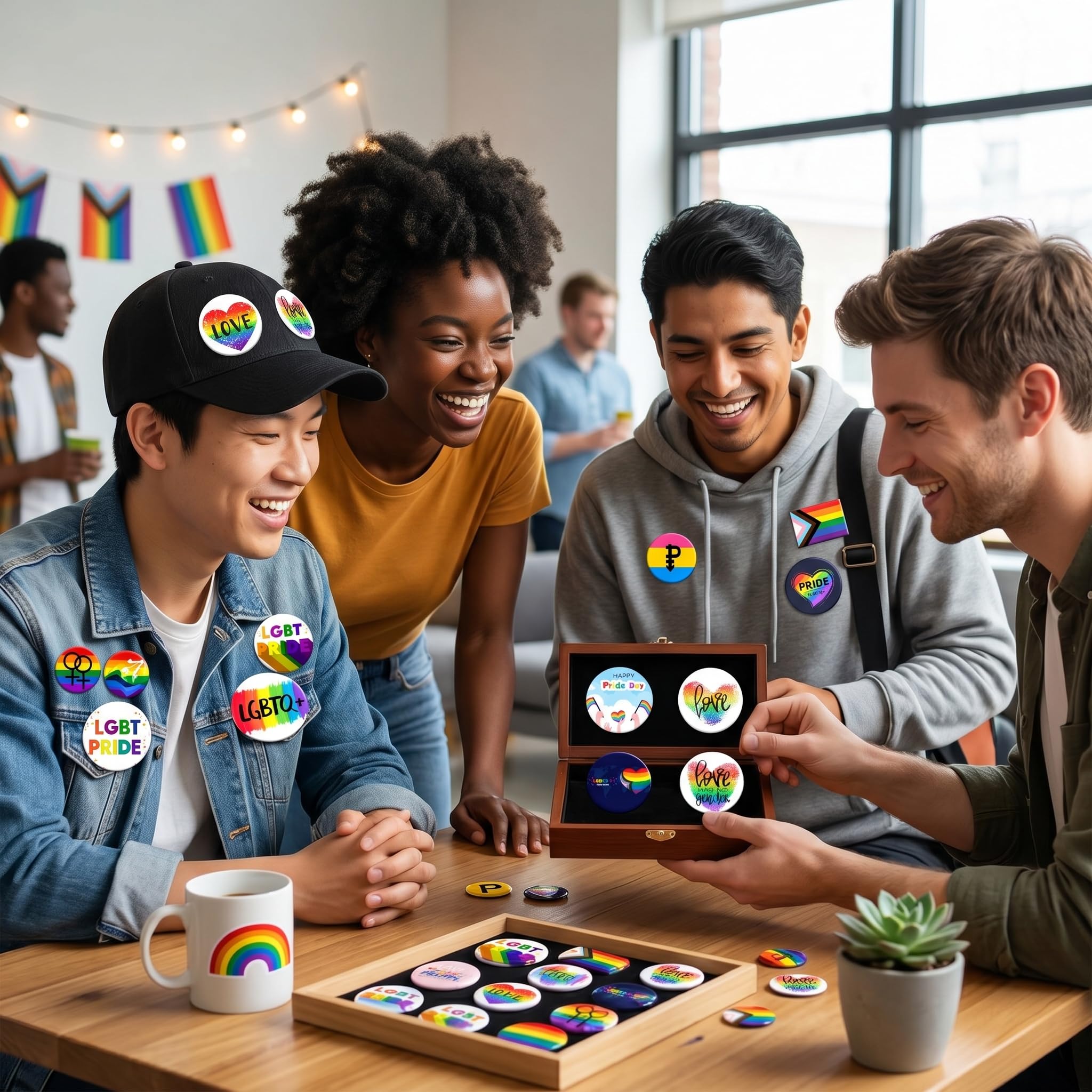 Chapas Pride LGBTQ 15 Piezas 44MM, Insignias Arcoíris LGBT, Pines Redondos de Metal, Set Broches Orgullo