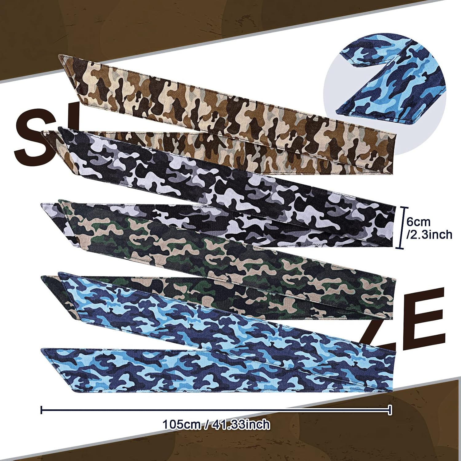 Jutom 4 Pieces Tie Headbands for Men Women Sports Bandana Hair Band Camo Headbands Elastic Sweat Wicking Karate Adjustable Non Slip Hairband for Yoga Workout Running