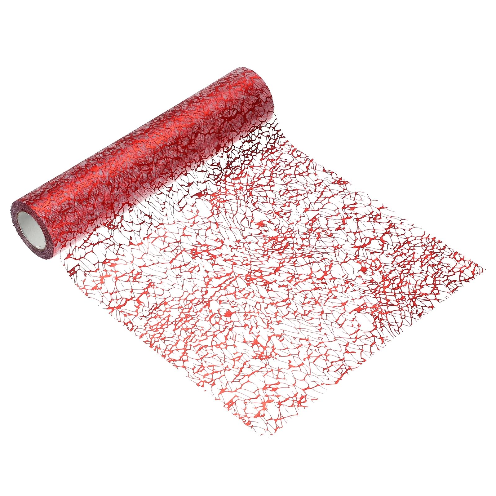 sourcing map Red Table Runner, 28cm x 9.1m Glitter Metallic Foil Mesh Table Runner Roll, Thin Dining Decoration Centerpiece for Wedding Birthday Party Christmas