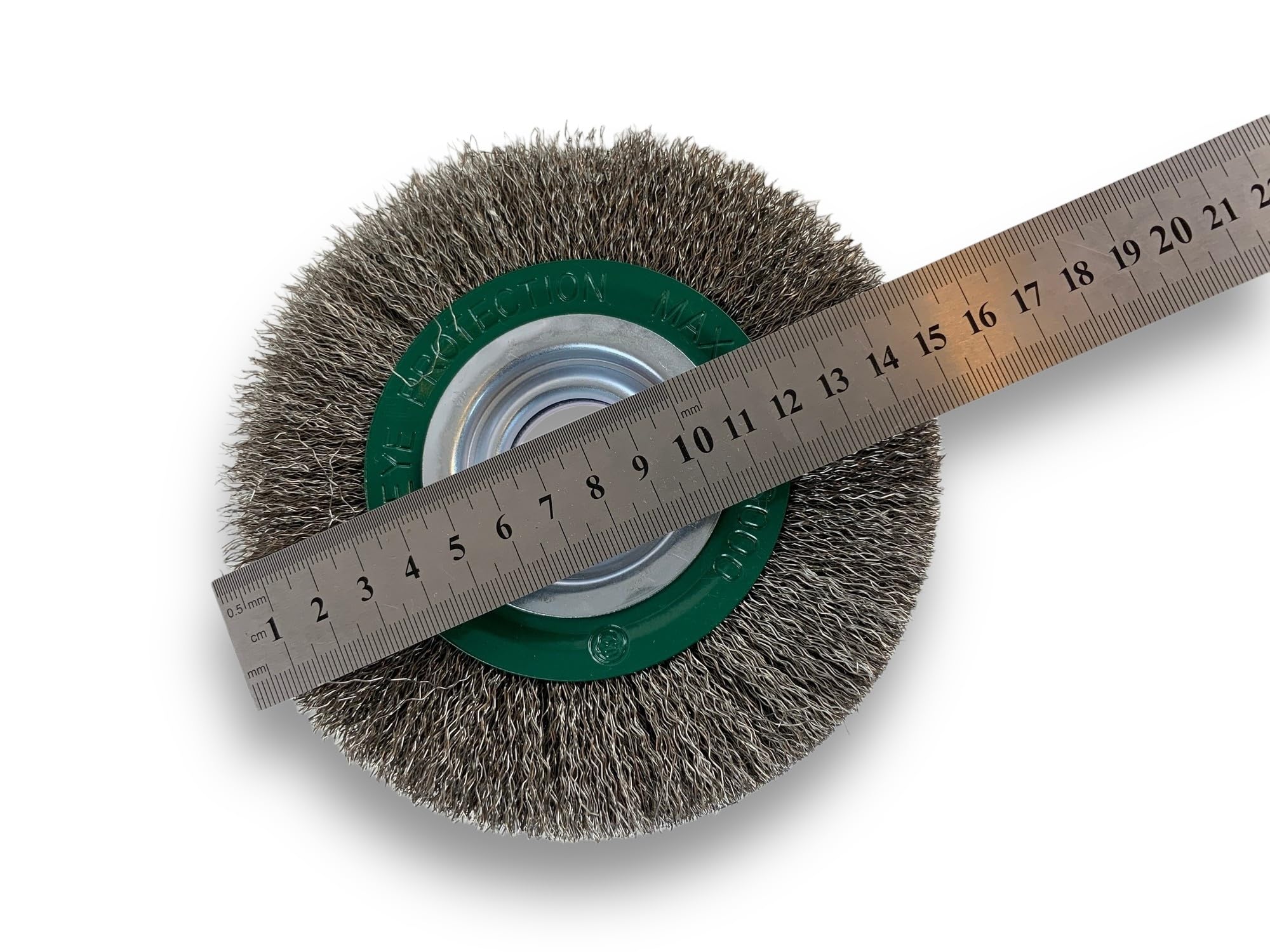 Metalowa szczotka okrągła | Ø zewnętrzna 150 mm | Falista twarda wyściółka ze stali nierdzewnej Ø 0,30 mm | Szlifierka śrubowa | Otwór 20 + reduktor 16 i 12 mm | Szczotka do usuwania | Kibros 235152IT