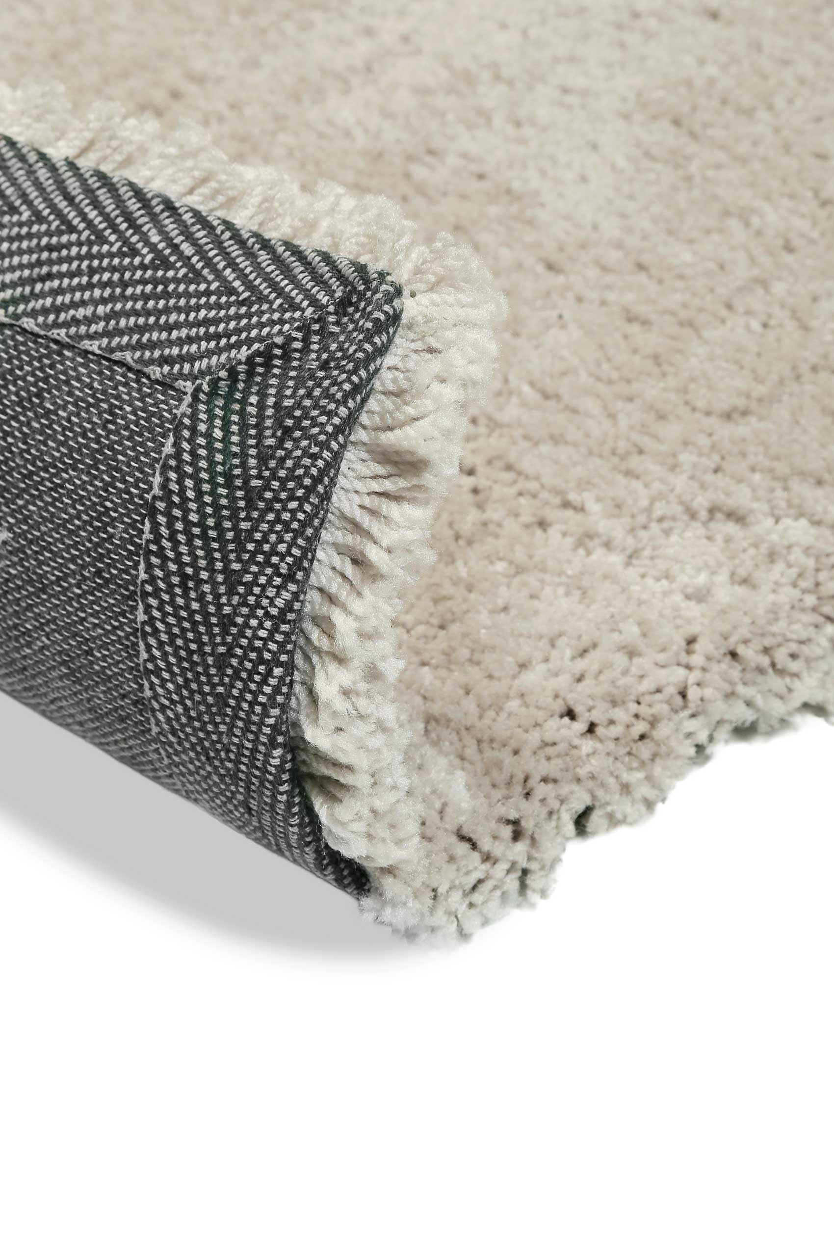 Wecon Home Emilia Hochflorteppich, 80 x 150 cm, Creme beige | moderner kuscheliger Hochflorteppich und -läufer für Wohnzimmer, Schlafzimmer, Flur und Kinderzimmer