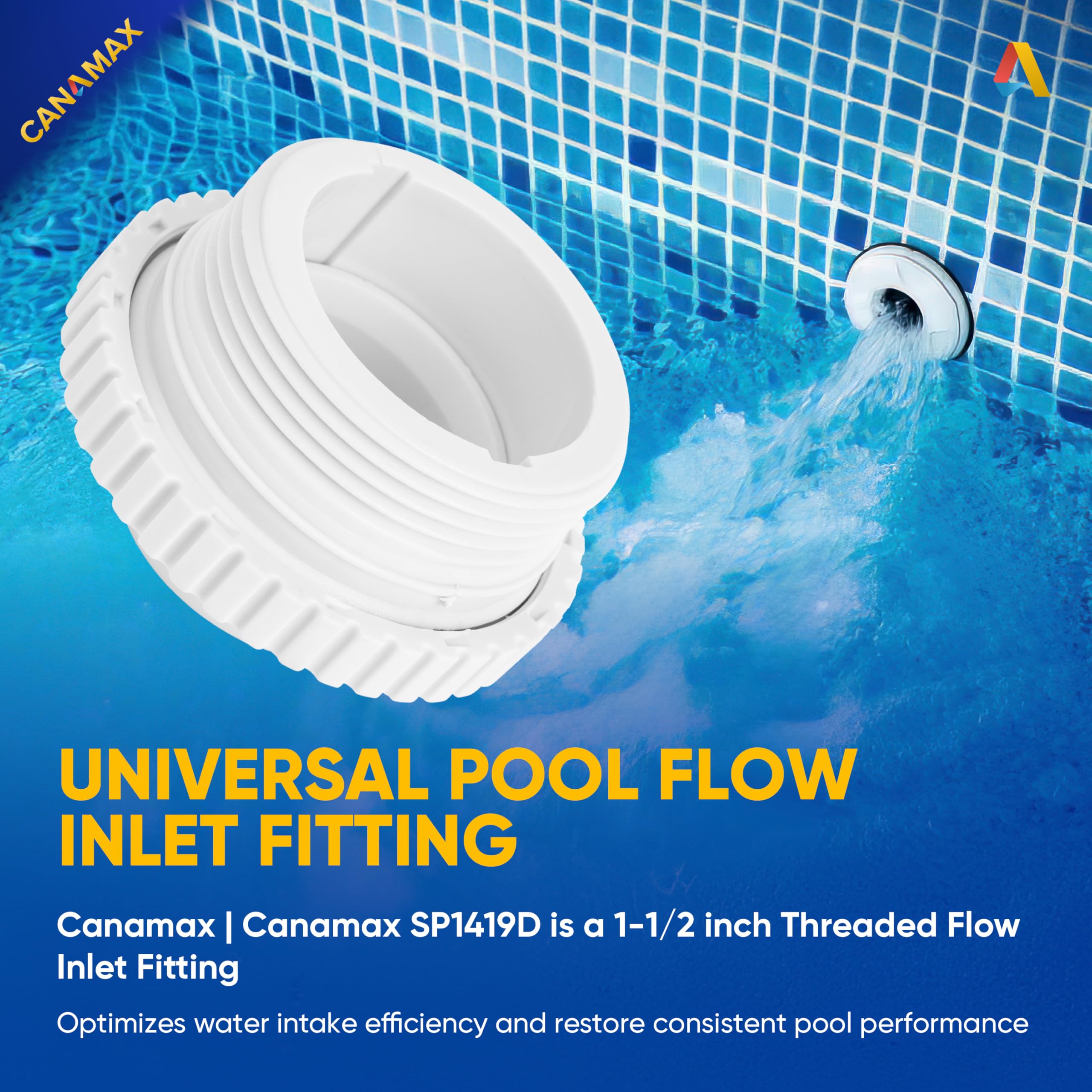 Canamax Pool Einlassarmatur SP1419D – 8 Stück, 1-1/2" Gewinde, Ersatz Für Hayward