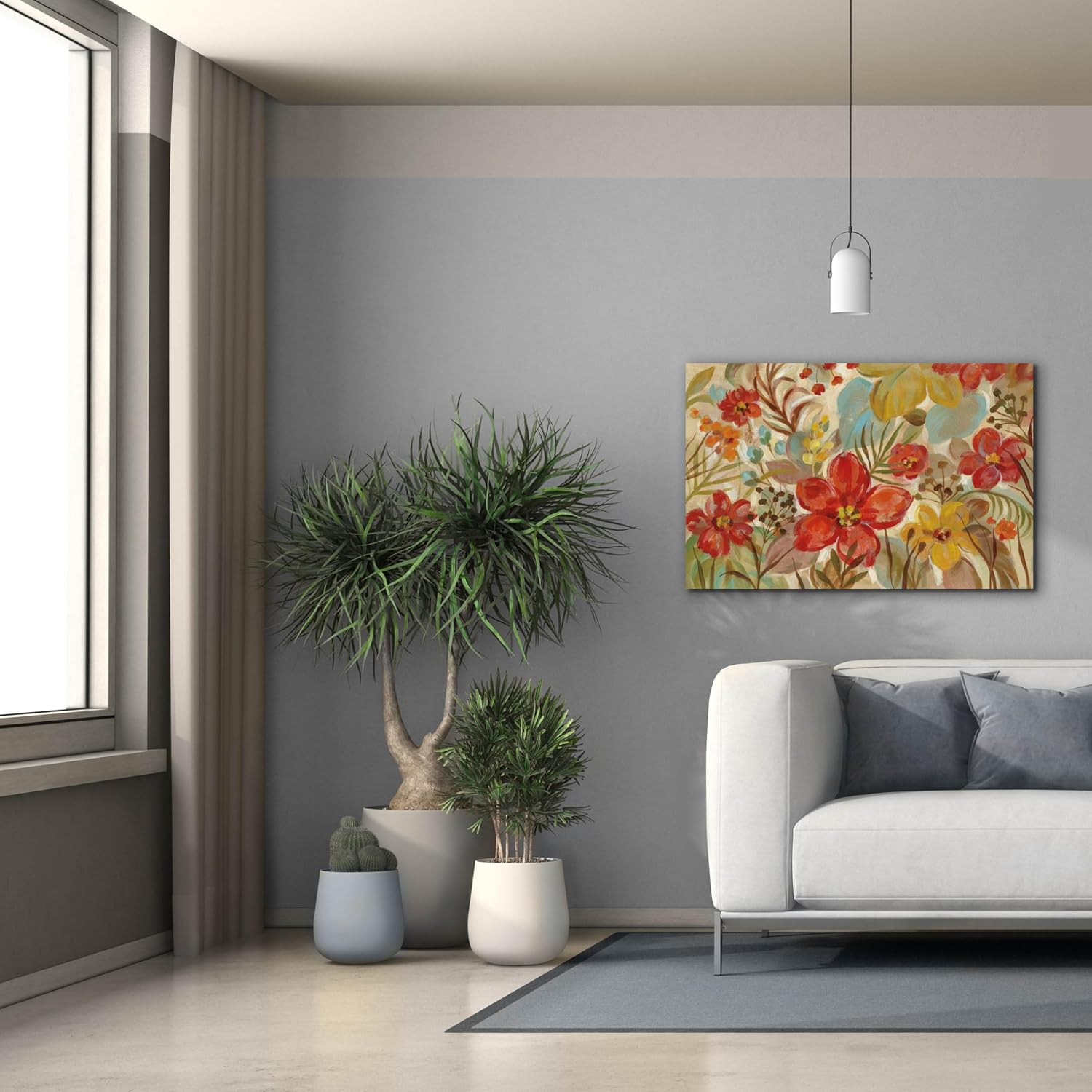 Epic Graffiti 'Tropical Flowers' by Silvia Vassileva, Canvas Wall Art, 40"x26"