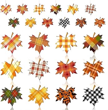 36 Pcs Fall Wood Ornaments Maple Leaves Hanging Decoration Fall Tree Ornaments with String Pendant Slices Tags for Thanksgiving Holiday Harvest Party Halloween Home Christmas Tree Decor Orange