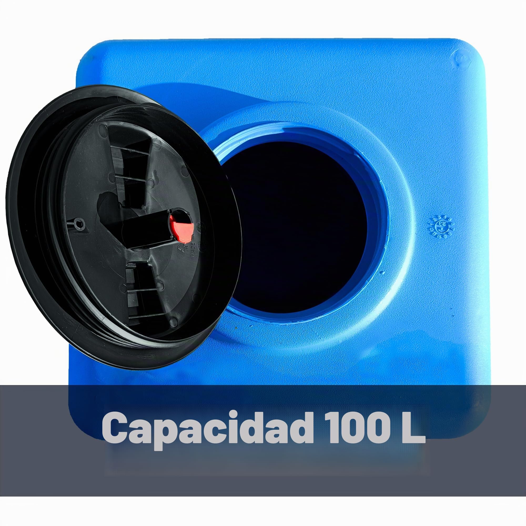 ESTO Depósito de agua potable cuadrado de 100 l, 200 l, 300 l, rectangular, de polietileno para recogida de agua, depósito exterior azul, para uso fuera del suelo, 100 l/bomba + control de presión
