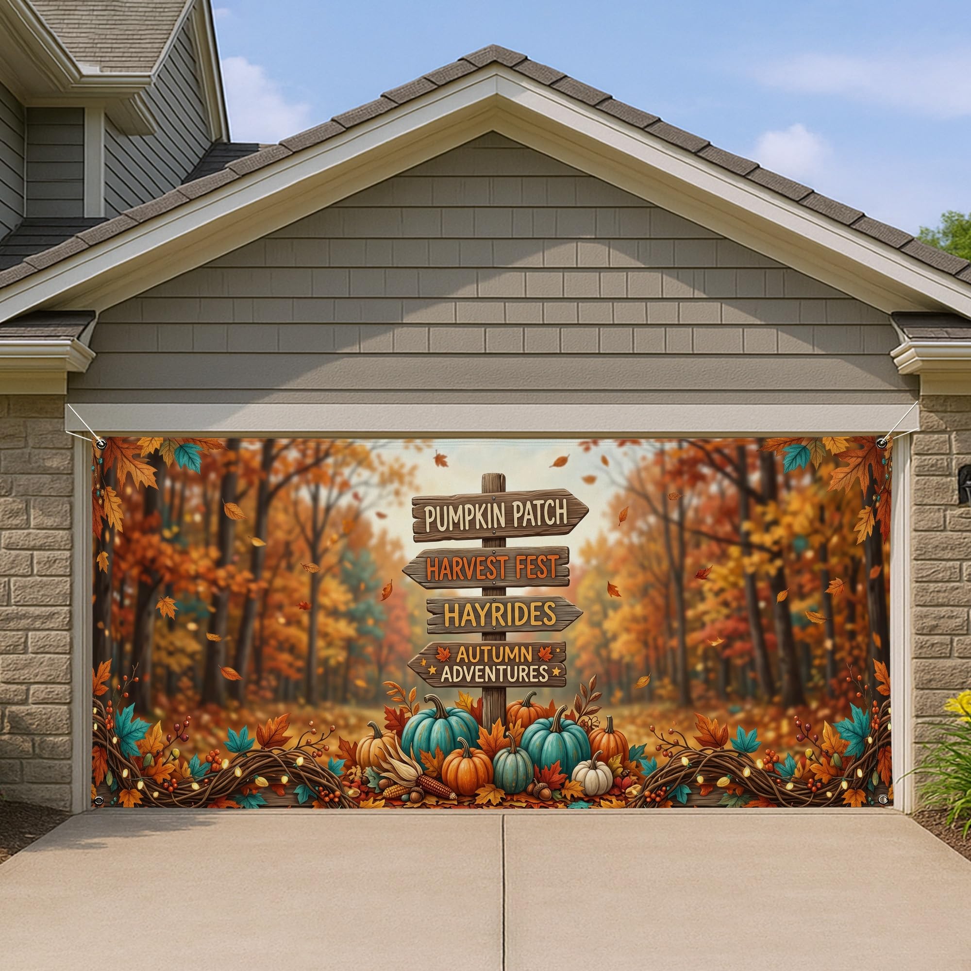 Housse de porte de garage citrouilles et revêtement mural fête