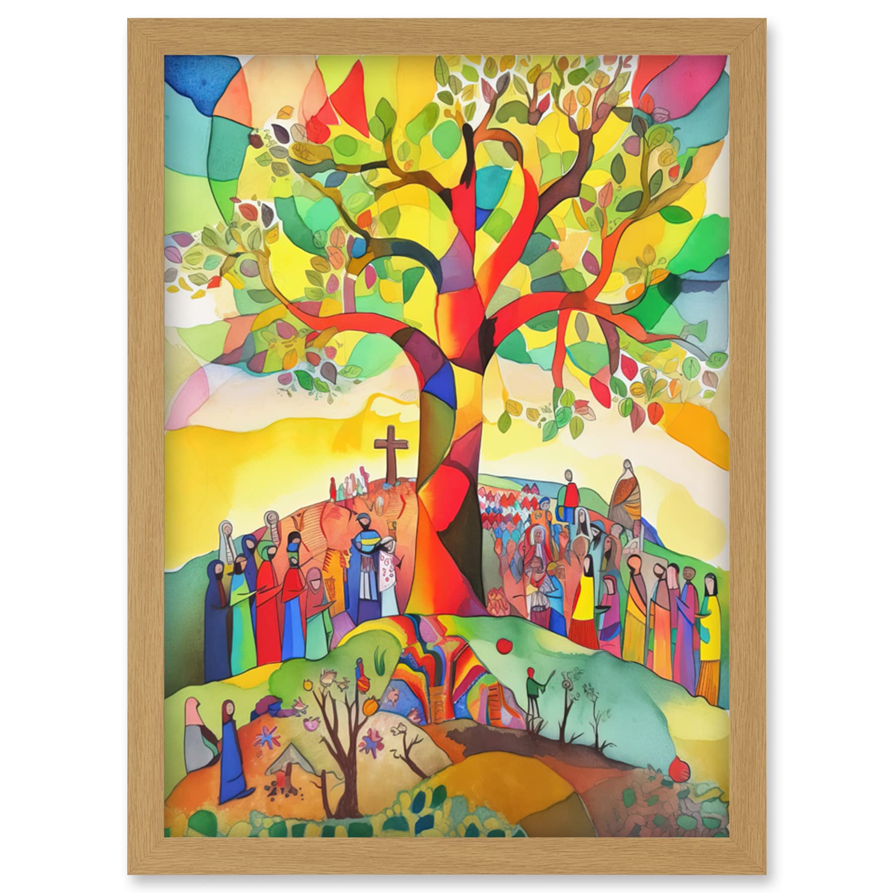 Artery8 The Sermon On The Mount Jesus Folk Art Bible Artwork Framed Wall Art Print A4