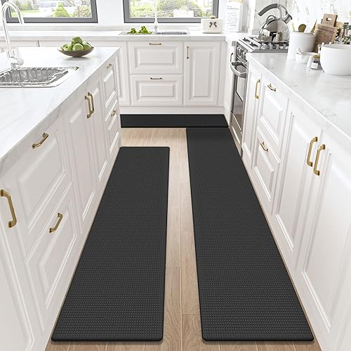 DEXI Alfombras y tapetes de cocina acolchados antifatiga cómodos tapetes para el suelo, alfombras de pie impermeables, juego de 3, 17 x 59 pulgadas