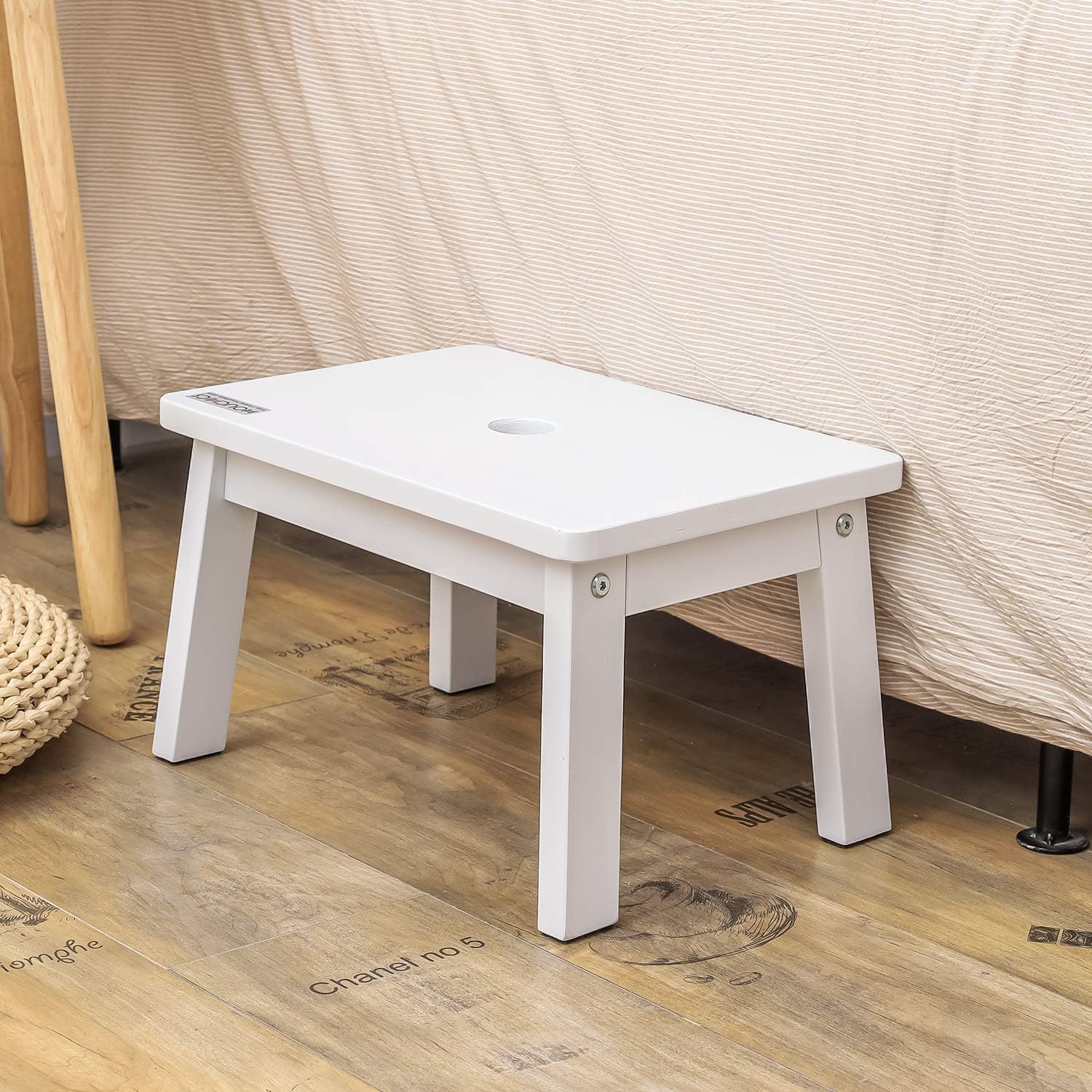 HOUCHICS Solid Birch High Gloss Step Stool Wooden Kids Potty Training Stool with 220lb Load Capacity Foot Stool for Kitchen,Bedroom,Living Room,Bathroom (Gray): Furniture & Decor