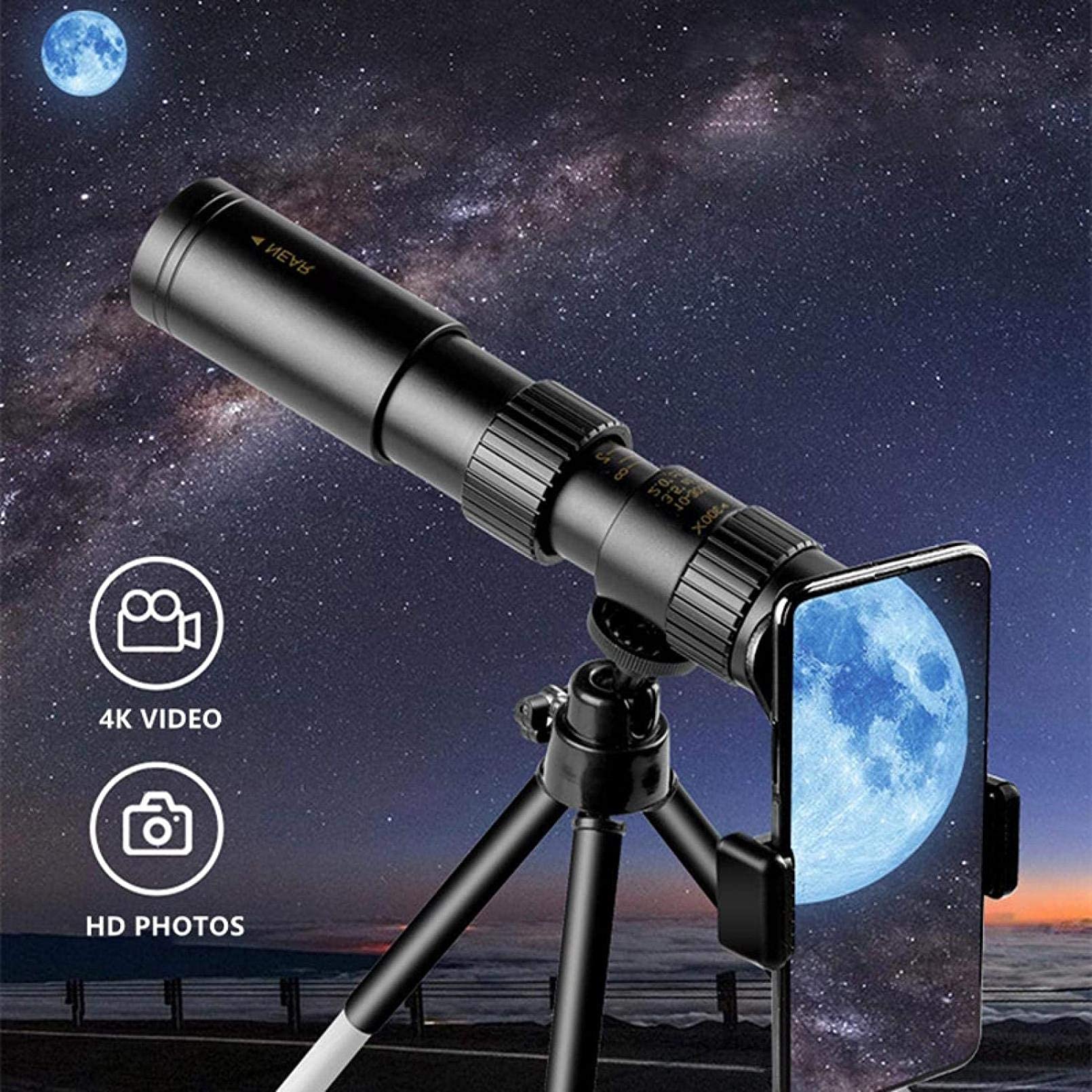 TTDGYYXW Teleskop monokularowy 4K 10-300X40 Kompaktowa, wysuwana lornetka monokularowa Hd Zoom Zakres światła Camping A