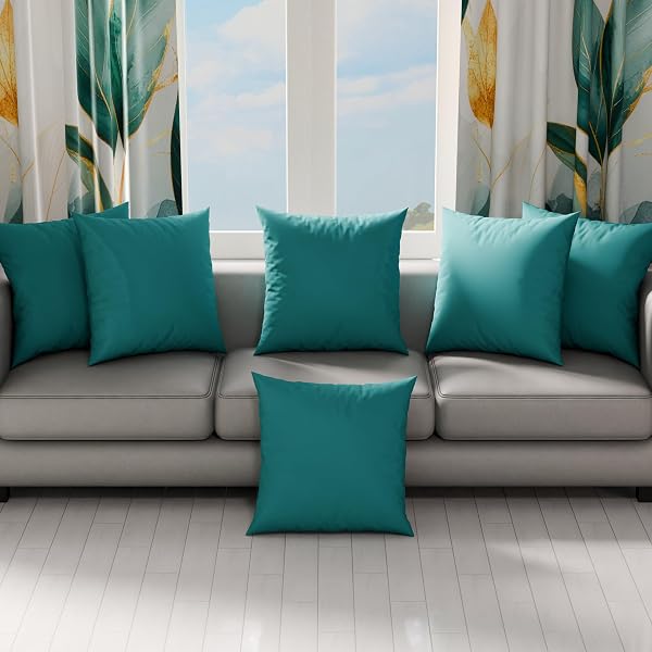 PETTI Artigiani Italiani - Coppia di Federe Cuscino 50x50 cm in Microfibra, Cuscini Arredo Camera da Letto, Divano, Set 2 Fodere Copricuscino, Federa Tinta Unita Tiffany - 3