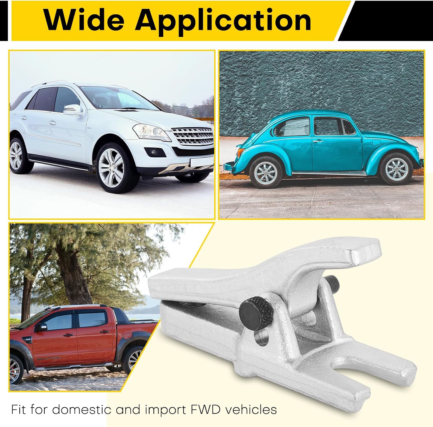 Universal Ball Joint Separator | Heavy Duty Removal Tool for Separating Arms, Tie Rods, and Ball Joints, Adjustable Opening from 1-1/8" to 2-1/8" Ideal for Cars, Trucks, and ATVs
