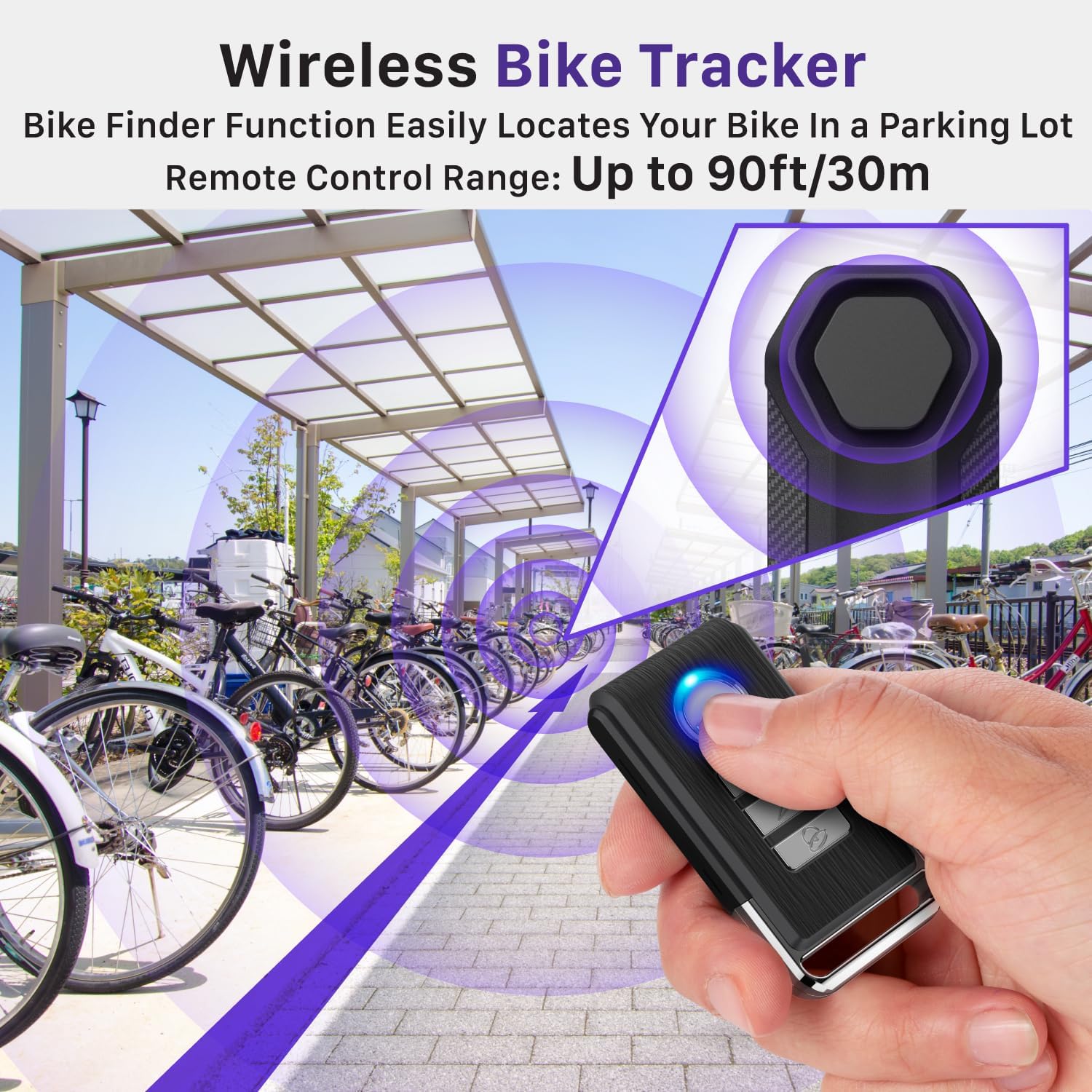 Fosmon 113db Bike Alarm with Remote, Motion Sensor Bicycle SOS Alarm, IP65 Waterproof Anti Theft Alarm System, Wireless Siren for E-Bike, Motorcycle, Scooter, Cart, Trailer