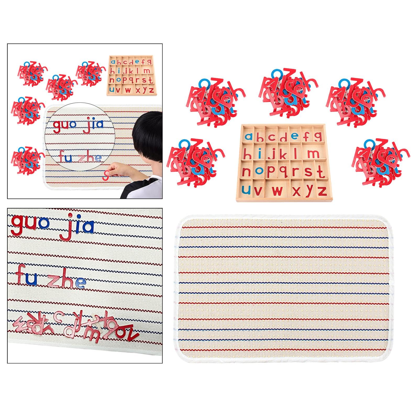 Bewegliches Alphabet, Holzbuchstaben Zum Schreiben mit Box, Buchstabenmatten, Sprachobjekte für Mädchen, Jungen, Kindergeschenke, 5 Pakete Buchstaben