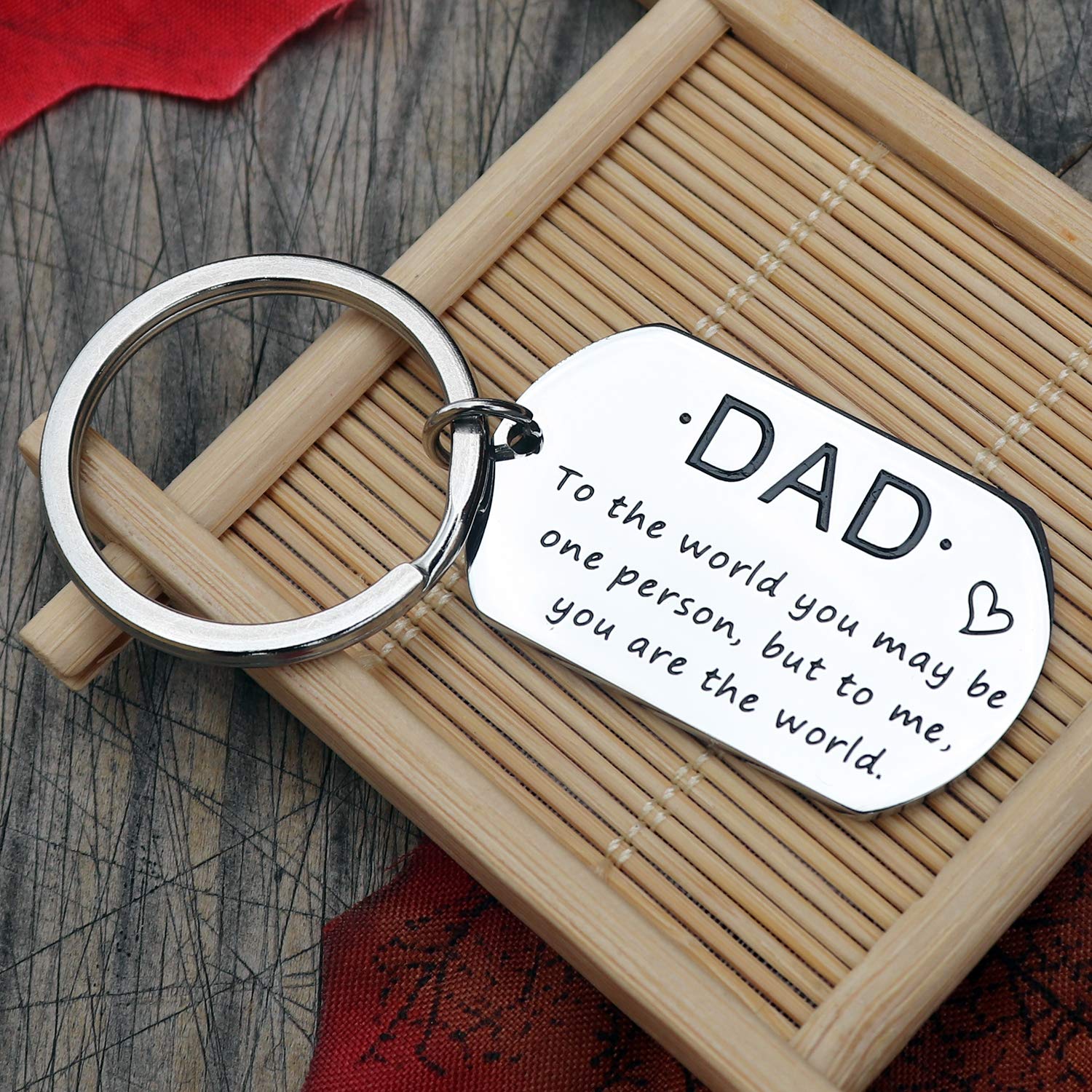 XGAKWD Father Dad Papa Gifts from Daughter Son for Birthday Father's Day Christmas, Dad to The World You May Be One Person But to Me You are The World Stainless Steel Keychain