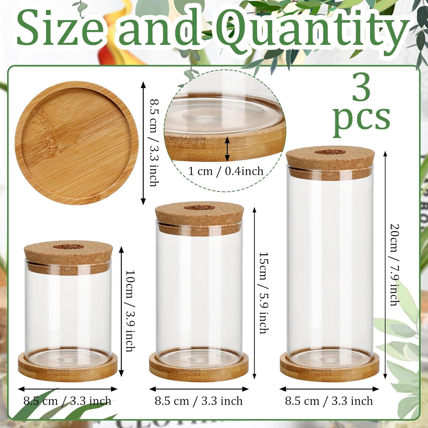 Maxcheck 3 Pcs 3 Sizes Plant Propagation Station Separated Glass Plant Terrarium Water Hydroponic Planter Holder with Lid and Wooden Stand Propagation Vase Pot for Home Indoor Office(Various Sizes) - Image 2