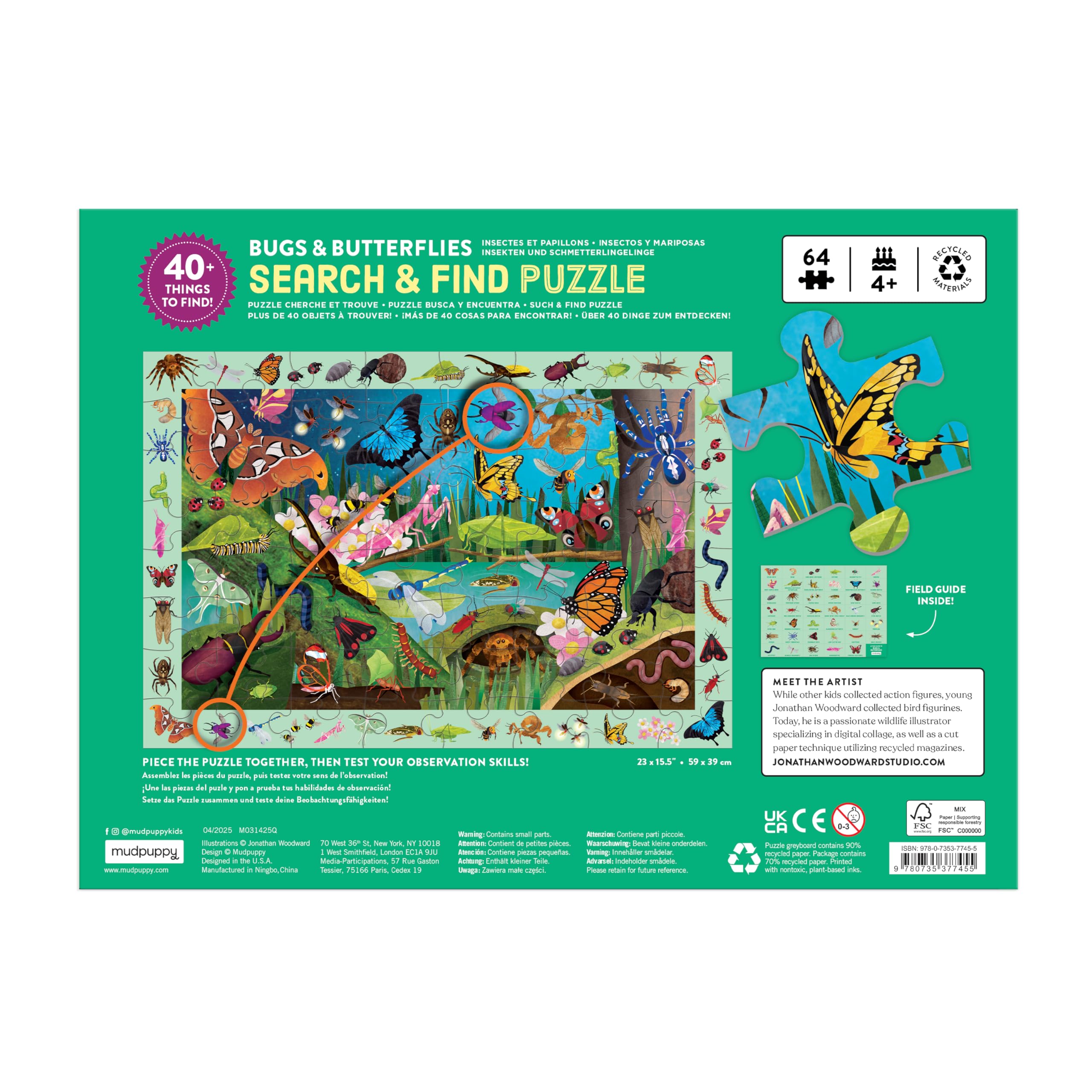 Mudpuppy Bugs & Butterflies Puzzle - Find 40+ Insects! -3