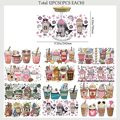 Miniatura 2 de Envoltura de taza UV DTF, calcomanías de transferencia de plantas para vasos de vidrio de 16 onzas, calcomanías de transferencia de vasos UV DTF de