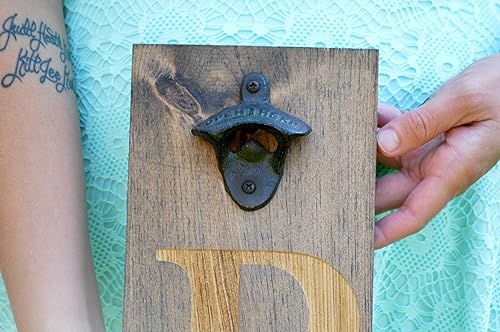 Miniatura 3 de Personalized Bottle Opener Wall Mounted Wood Beer Bottle Opener Groomsmen Gift, Rustic Bar Ware