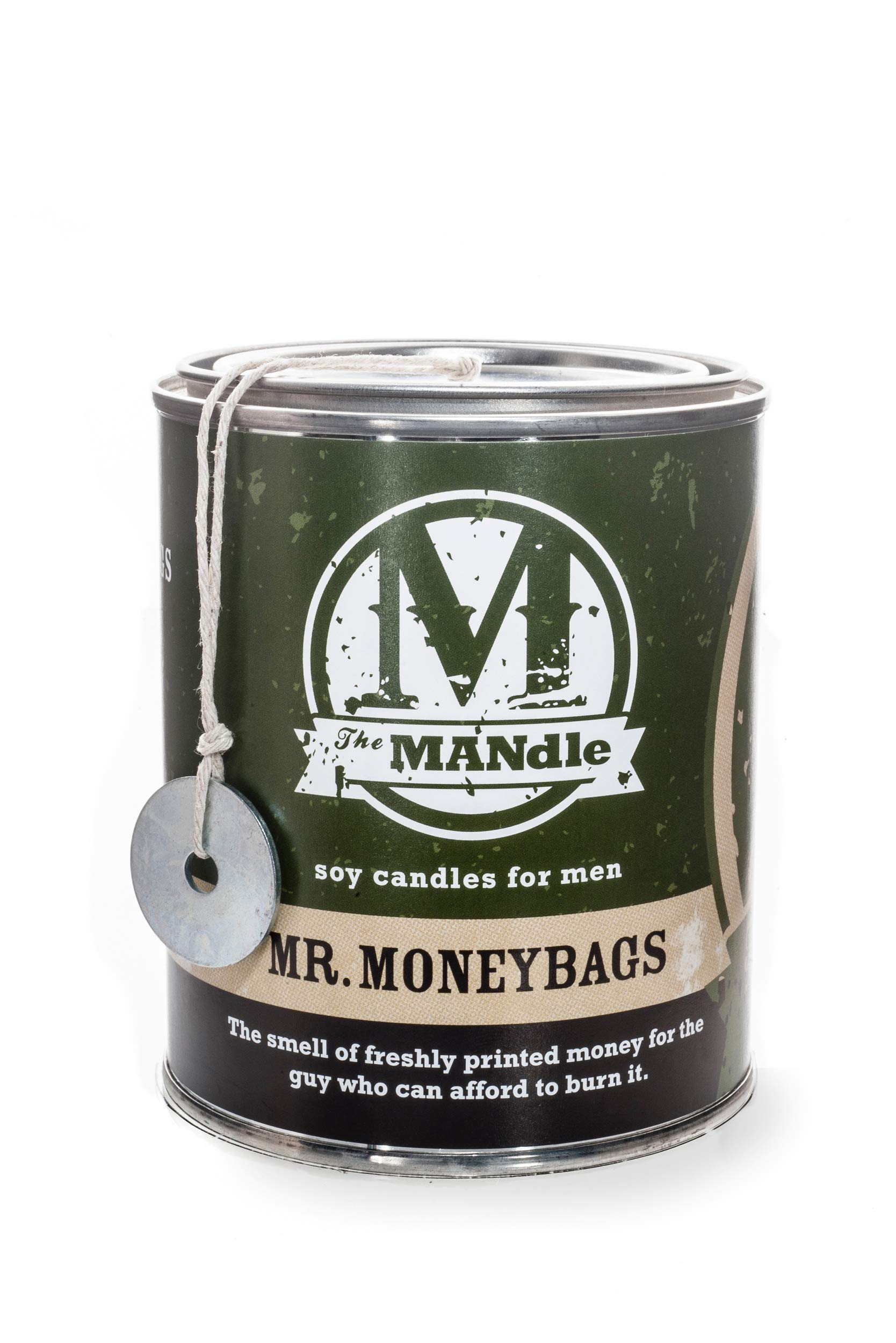 Eco Candle Co.The Mandle Soy Candle for Men - Mr. Moneybags, 15 Oz. Paint Can - 100% Soy Wax, No Lead, Hand Poured, Phthalate Free, Made from Midwest Grown Soybeans, All Natural Wicks
