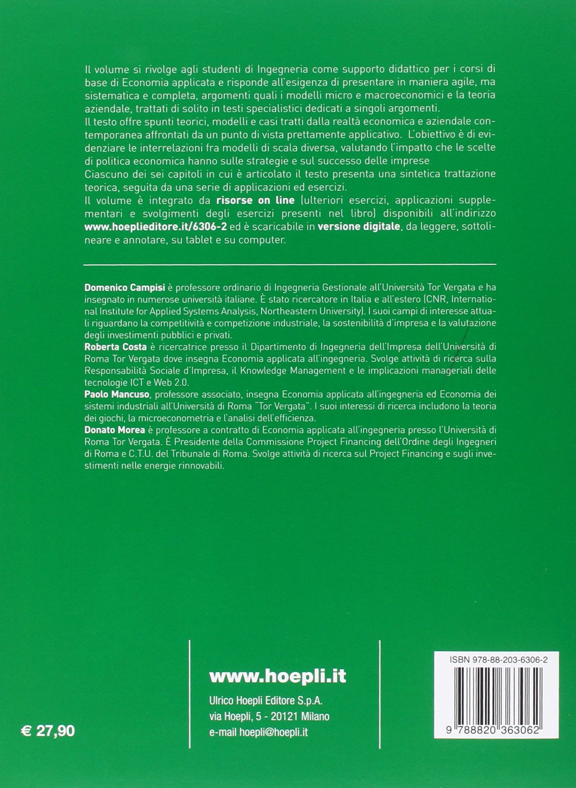 Principi di economia applicata all'ingegneria. Metodi, complementi ed esercizi