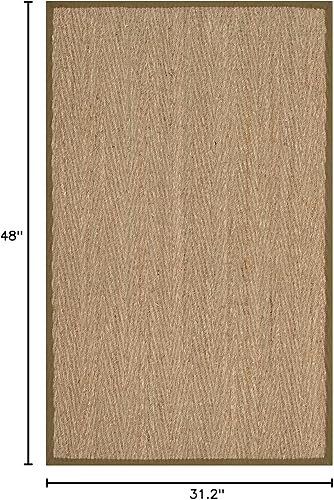 Miniatura 368 de Safavieh Colección de fibra natural NF115P - Alfombra (fibra natural), color gris, Fibras naturales beige, (Natural/Beige),Natural/Negro,Natural