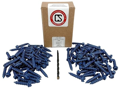 Miniatura 2 de Chenango Supply tornillo de anclaje para concreto de 14 x 1-14 de pulgada de cabeza hexagonal 100 unidades con brocas (14 x 1-14)
