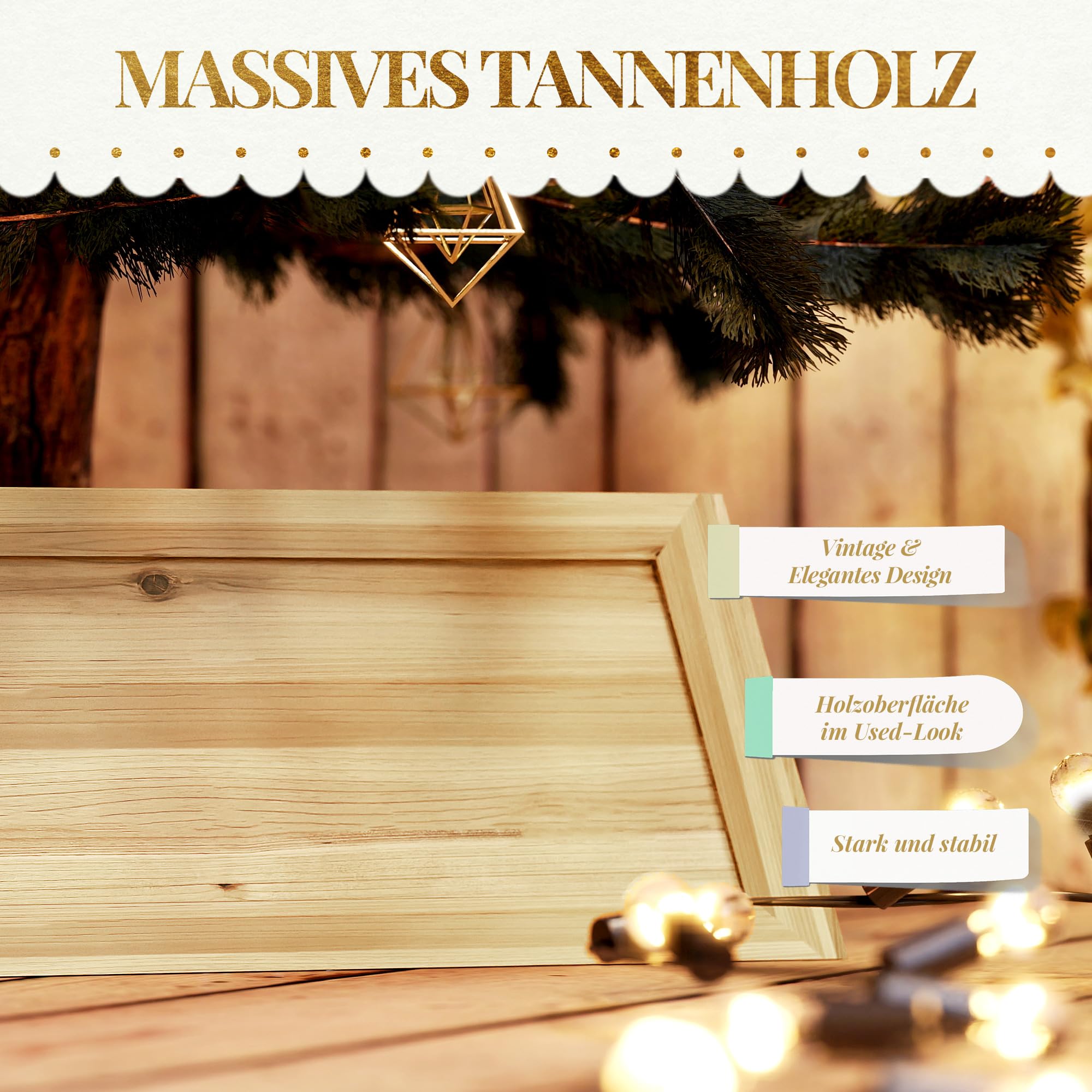 HOMCOM Weihnachtsbaumrock 65 x 65 cm Weihnachtsbaum Kragen in Naturholz | Aus Tannenholz, Weihnachtsbaumkorb, Für Party, Für Weihnachten