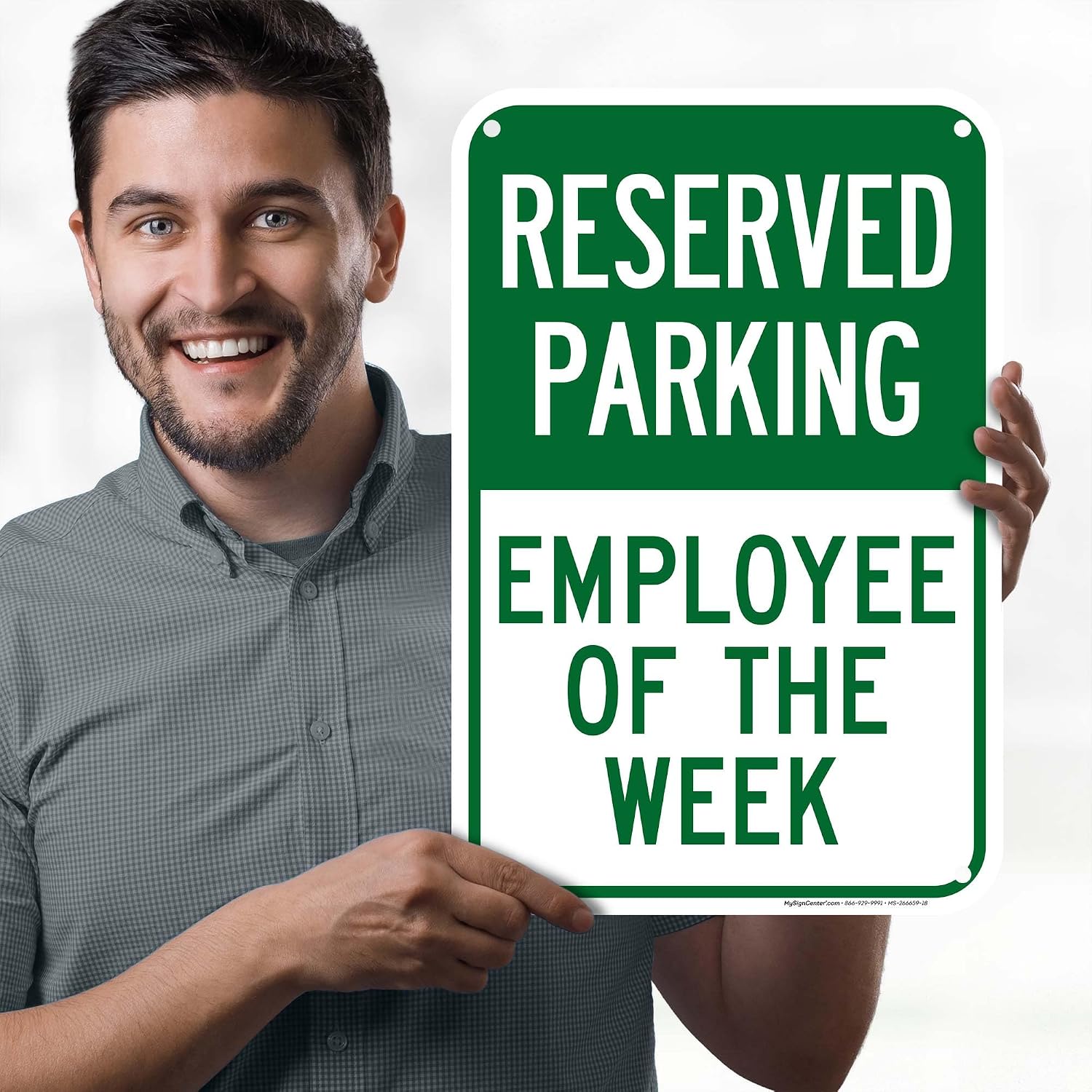 Reserved Parking Employee Of The Week Sign, 12x18 Inches, 55 mil thick HDPS (high density polystyrene), Made in USA by My Sign Center