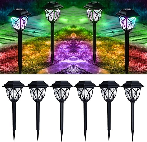 Vista 9 de Solar Pathway Lights Outdoor, 6 Pack, Warm White, IP65 Waterproof & Weather Resistant, Garden Lights for Yard, Patio, Walkway, Landscape