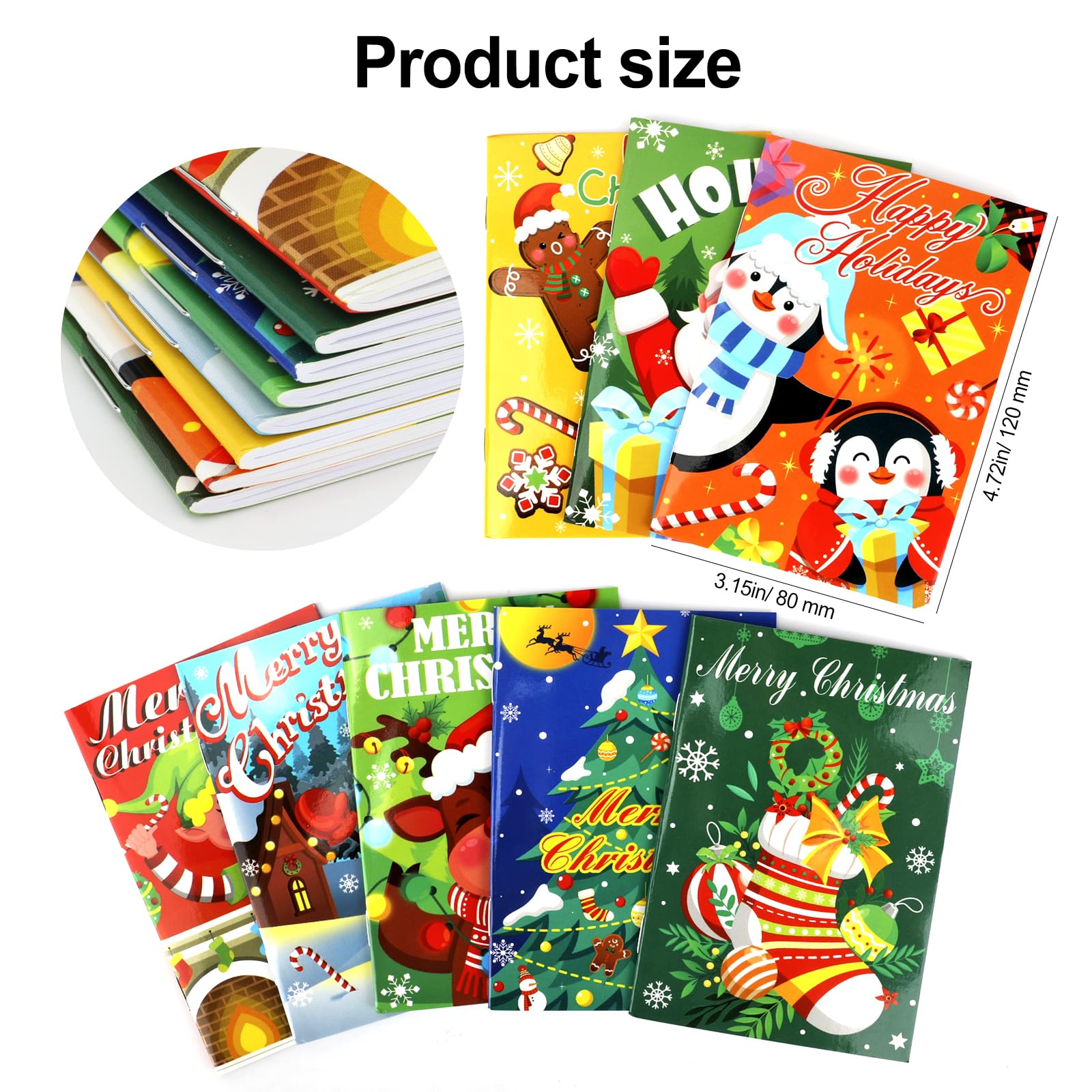 Set De Papelería Navideña HOWAF, 12 Lápices Y Mini Blocs De Notas + 45 Tatuajes Temporales, Regalitos De Navidad Para Niños