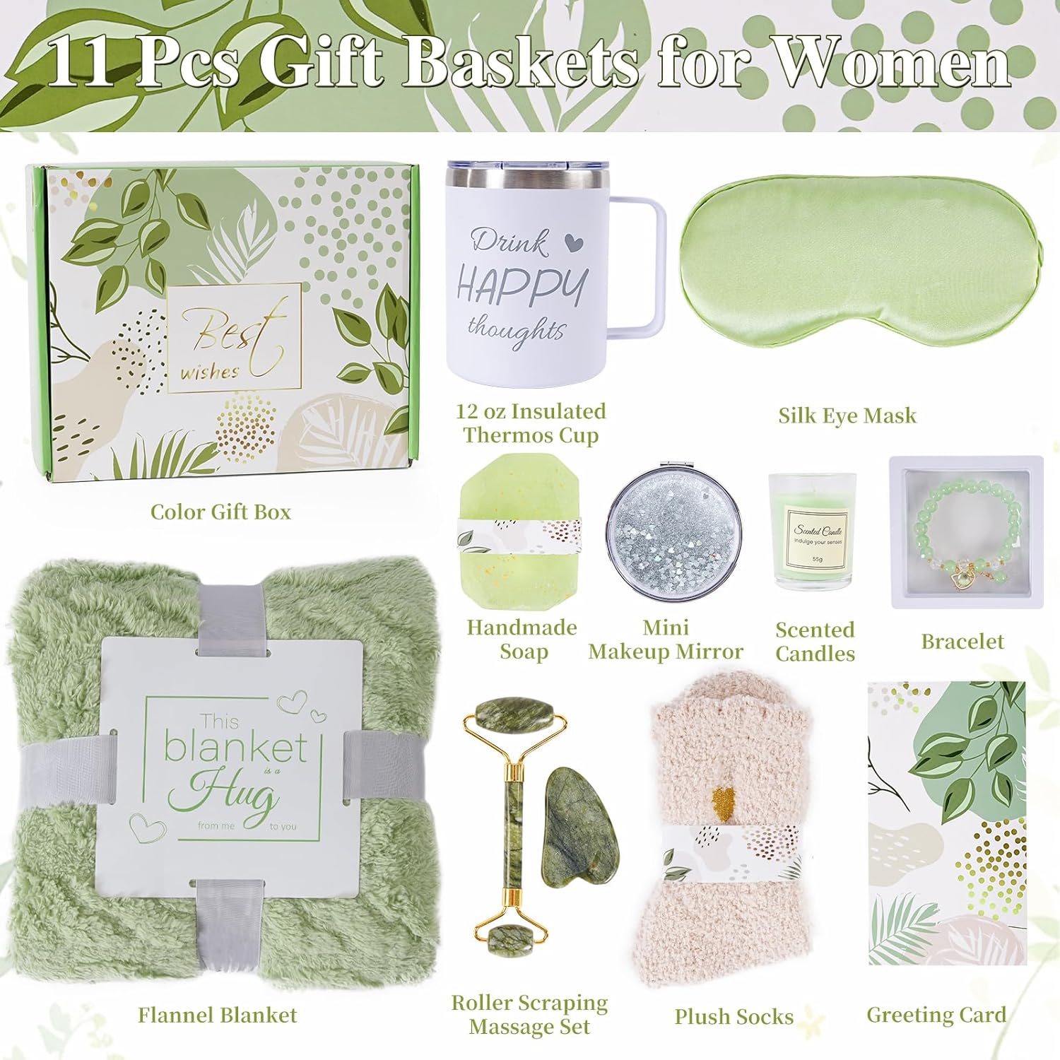 Birthday Gifts Basket for Women, 11 PCS Care Package with Luxury Blanket and Tumbler, Relaxing Spa Self Care Gifts Basket for After Surgery, Get Well Gifts for Women, Thinking of You Gifts for Her - Image 2