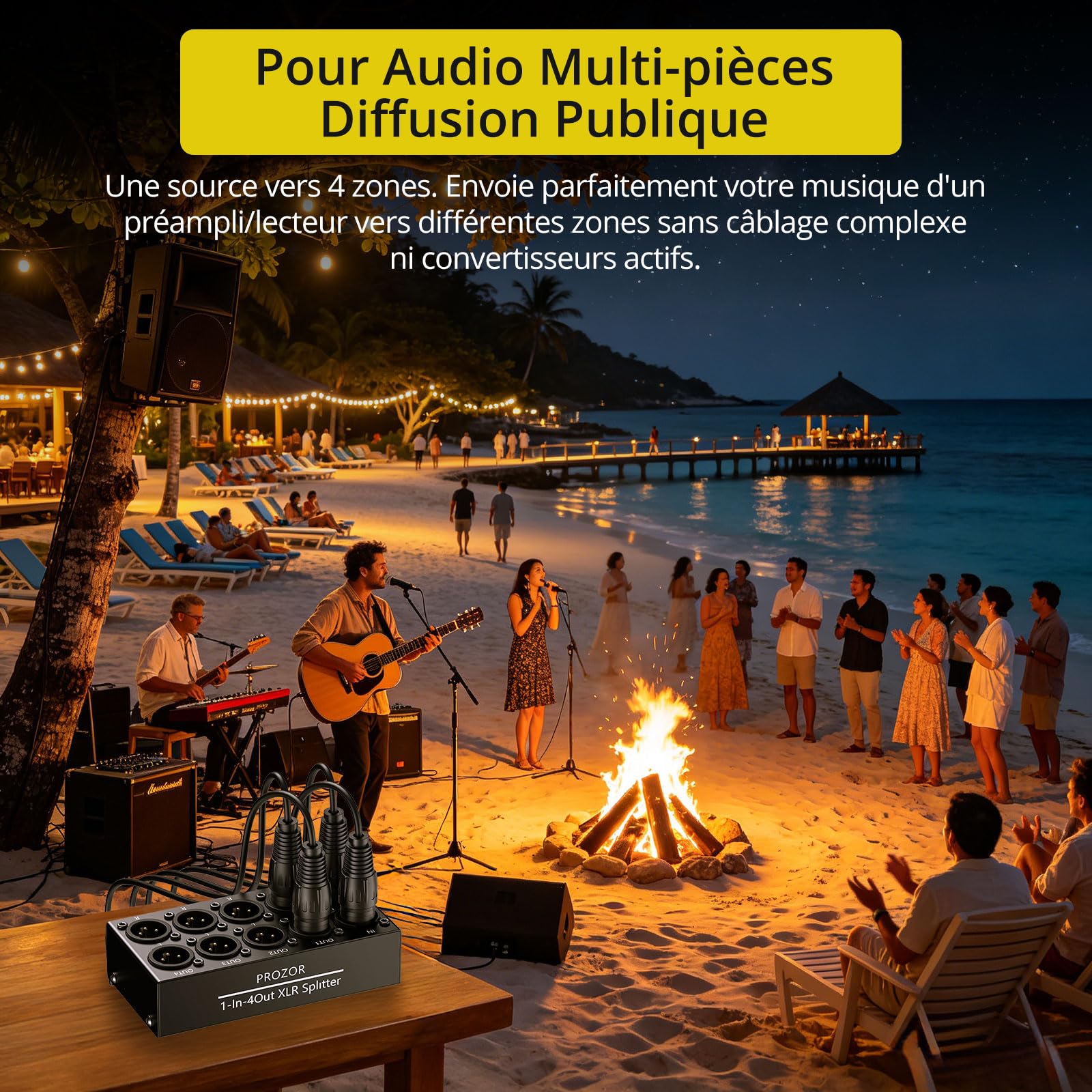 PROZOR Répartiteur XLR Stéréo 1 Entrée 4 Sorties - 2 Entrées 8 Sorties - Passif sans Alimentation - Design Ultra-Fin - Boîtier Métallique - pour Home Studio, Monitoring, Scène