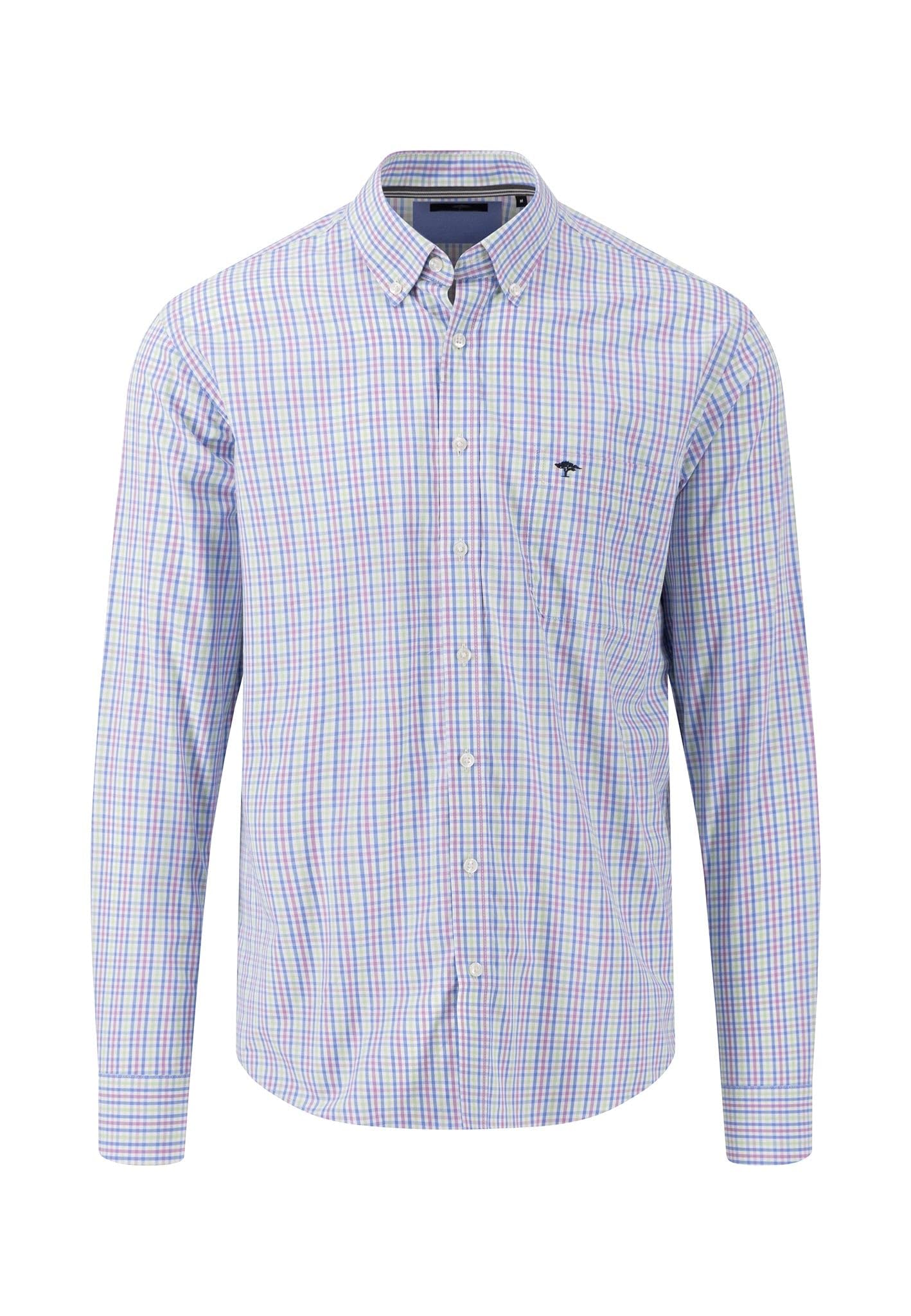 Fynch-Hatton Men's Dusty Lavender Stylish Check Pattern Casual Button Down Shirt, Xxl