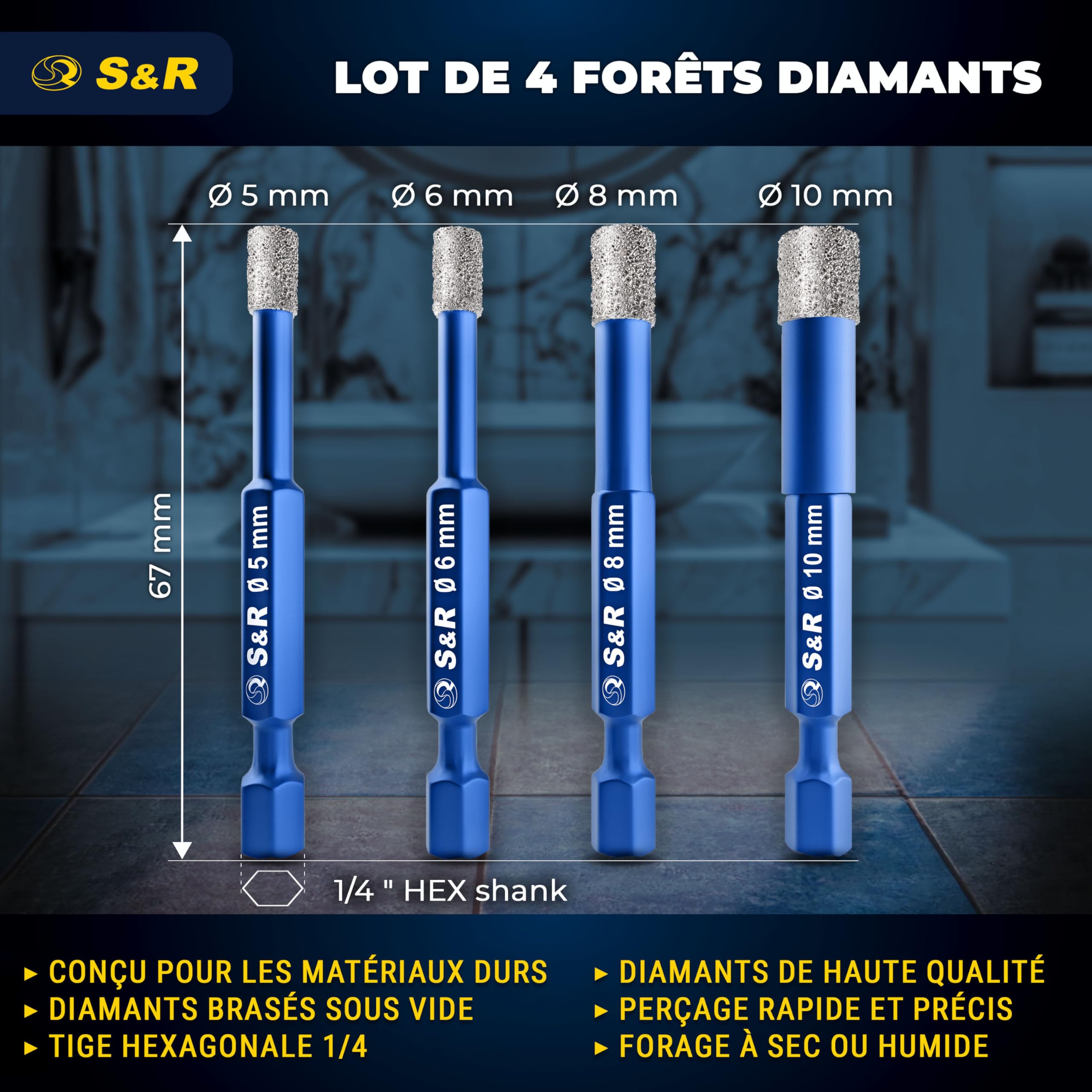 8 stuks tegelborenset, diamantboor, 5/6/8/10/12/14 mm, tegelboor, glasboorset en 2 stuks 6 mm metalen boren, diamantboor, tegels voor glas, porselein, keramiek, graniet 8 stuks tegelborenset, diamantboor, 5/6/8/10/12/14 mm, tegelboor, glasboorset en 2 stuks 6 mm metalen boren, diamantboor, tegels voor glas, porselein, keramiek, graniet