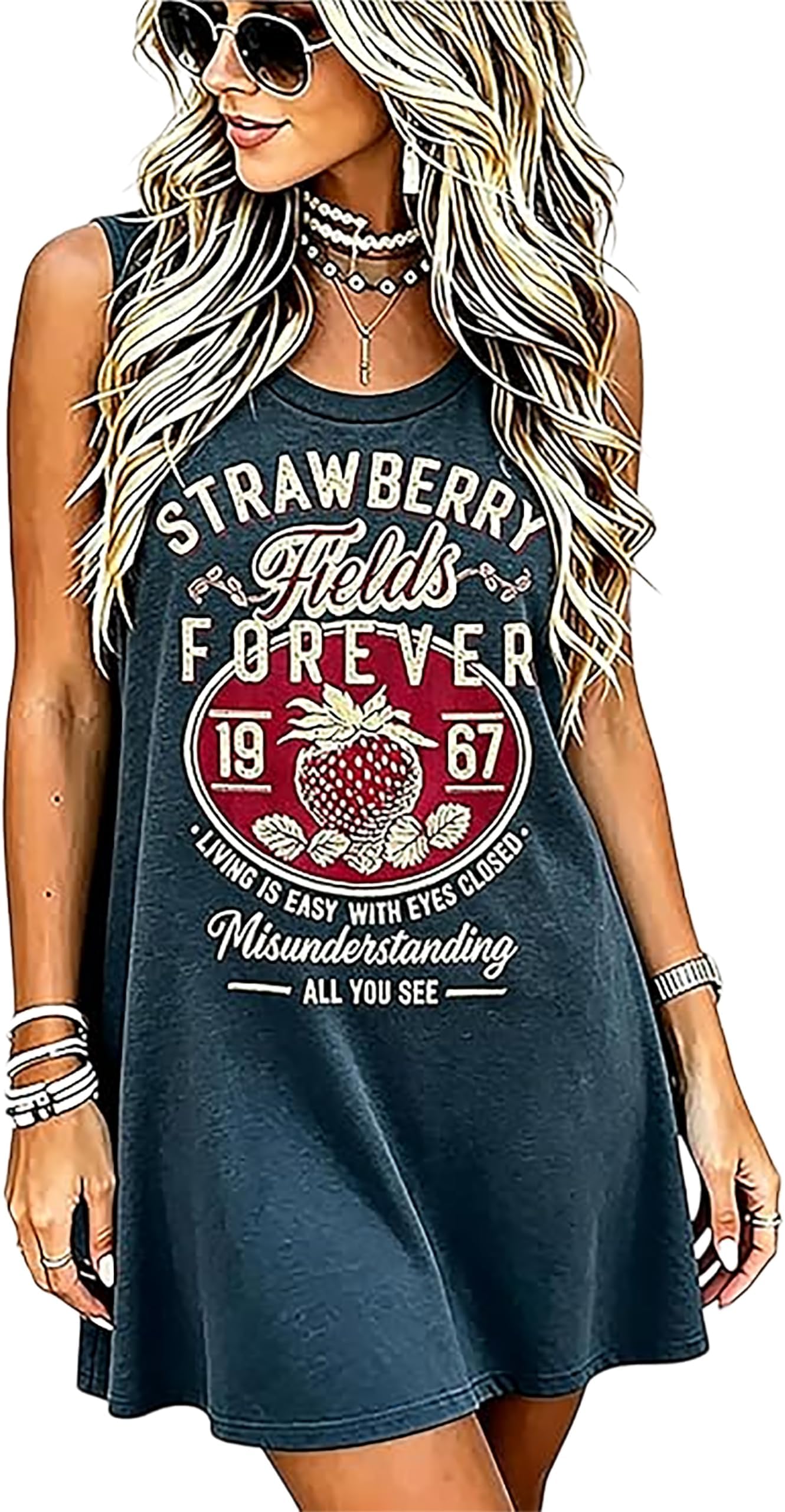 Summer Dresses Women Boho Floral Sundress Casual Country Concert Tank Dress