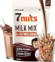 Mevano 7 Nuts Nutrition Drink Powder for Kids 3-10 age, 350g | Refined SUGAR FREE, 22% Protein, All Natural | 7 Nuts & Dry Fruits Powder - Badam, Cashew, Walnut, Pista, Date | Chocolate Milk Mix