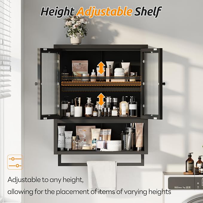 Botiquín de pared moderno para baño color negro miniatura 3