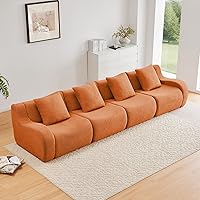 Vista 12 de Juego de sofás modulares de peluche para sala de estar, sofá modular naranja con tumbonas, sofá de gran tamaño, sofás para sala, cómodos sofás