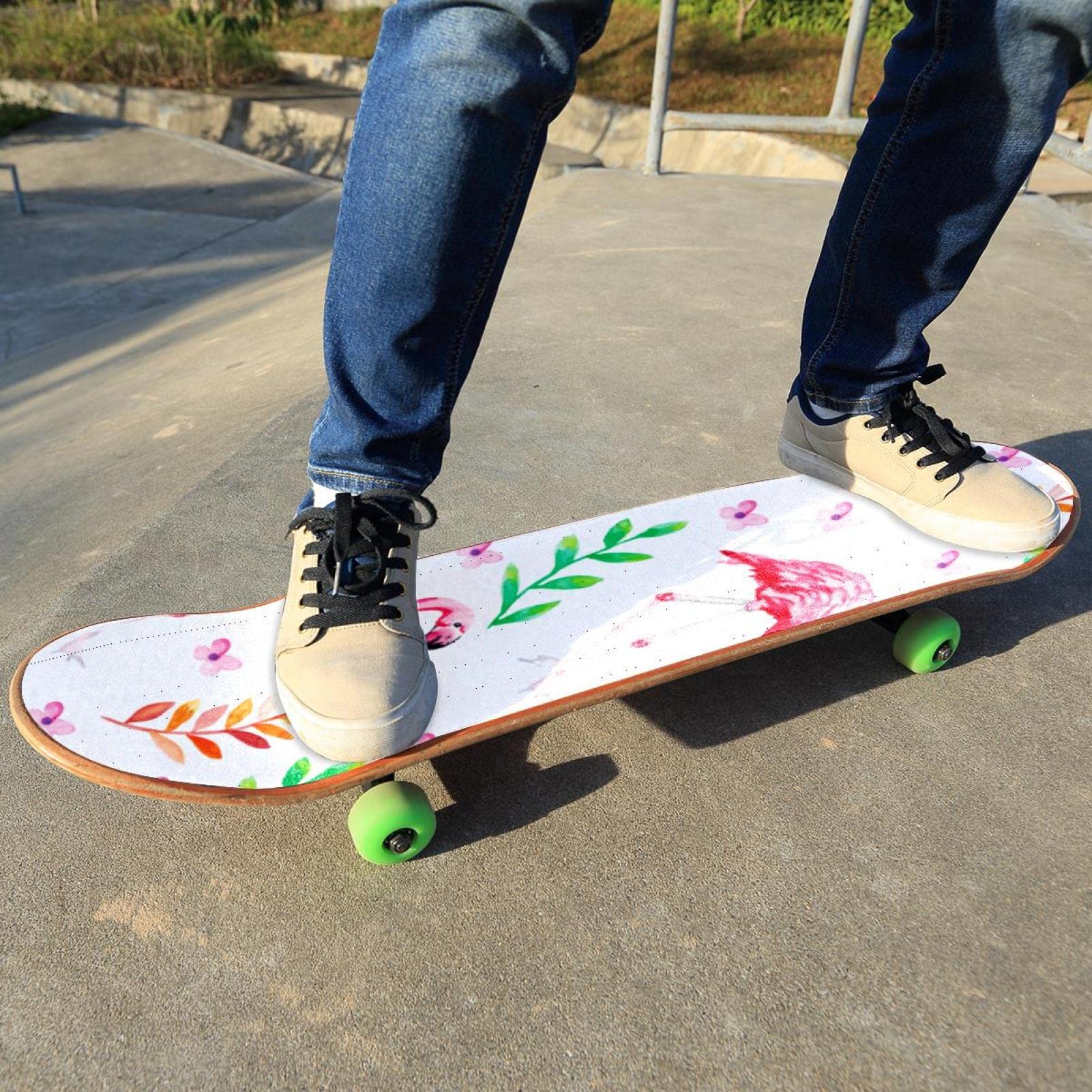 Flamingo Animal Lot de 2 feuilles de papier abrasif pour planche de skateboard et longboard