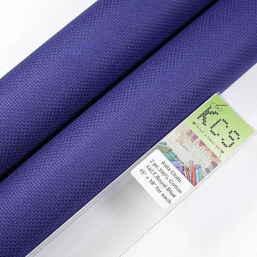 Miniatura 155 de KCS 2 piezas de tela de algodón Aida de punto de cruz contado de 15" x 18" para bordado (Lino, 14CT)