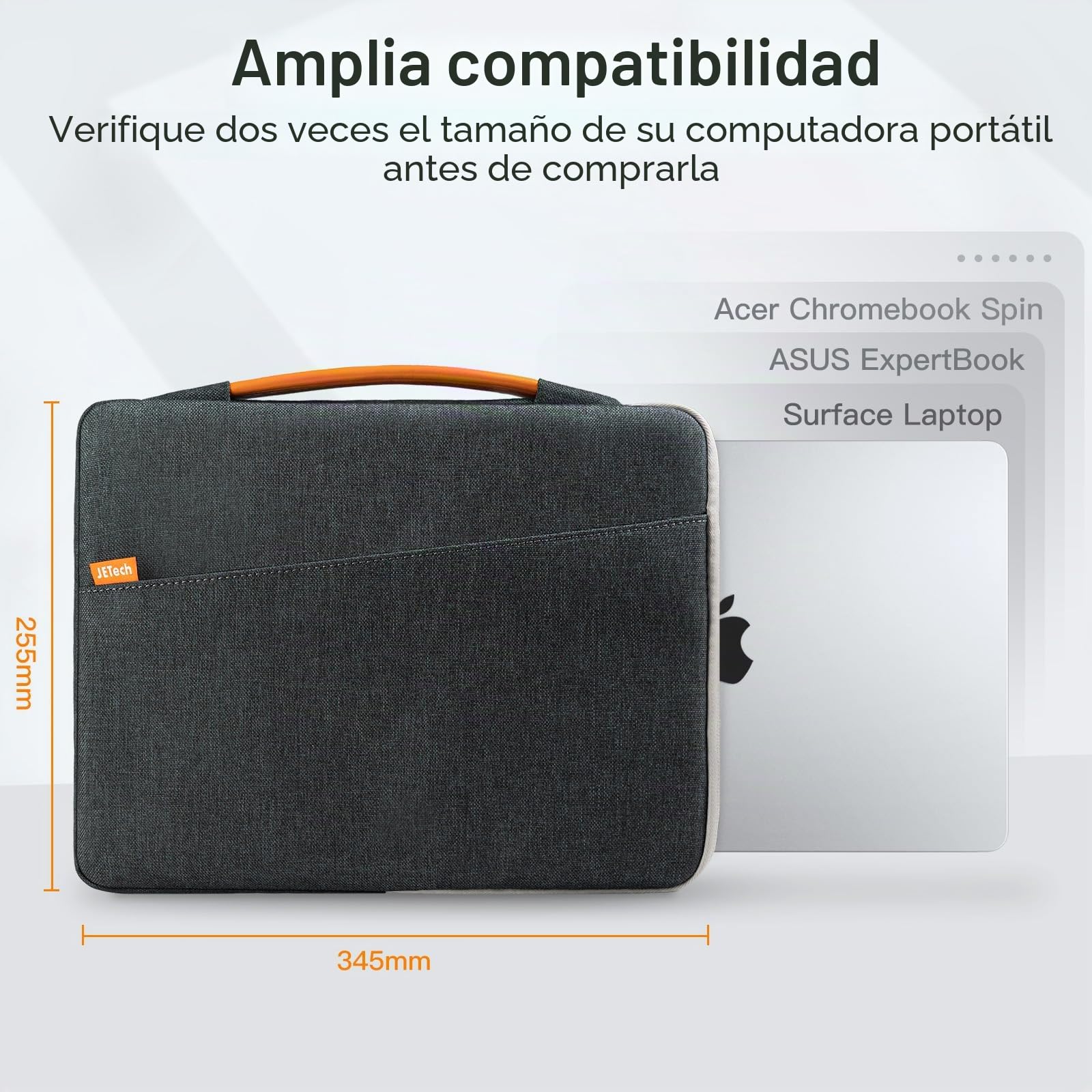 JETech Funda Portátiles para MacBook Neo (A18 Pro), 13-14 Pulgadas MacBook Air/Pro (M1-M5, 2020-2026), Funda Impermeable con Asa Portátil y Bolsillo (Gris Oscuro)