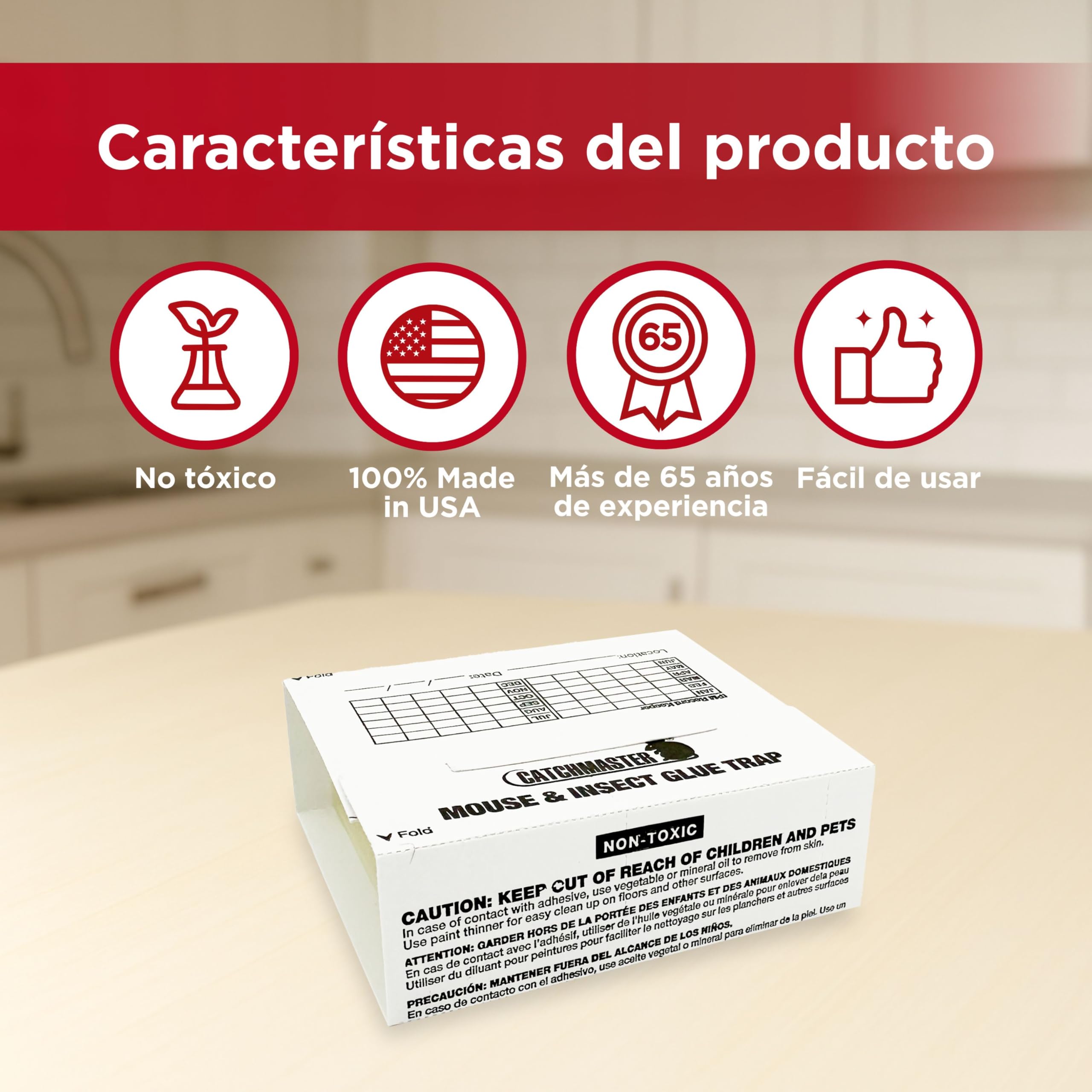 Catchmaster 72TC 72X Trampas para Ratones Adhesivas | Precebadas y Sin Veneno | Pegajosas y No Tóxicas | Seguridad para Niños y Mascotas | Trampas para Roedores para Casa y Garaje | Larga Duración