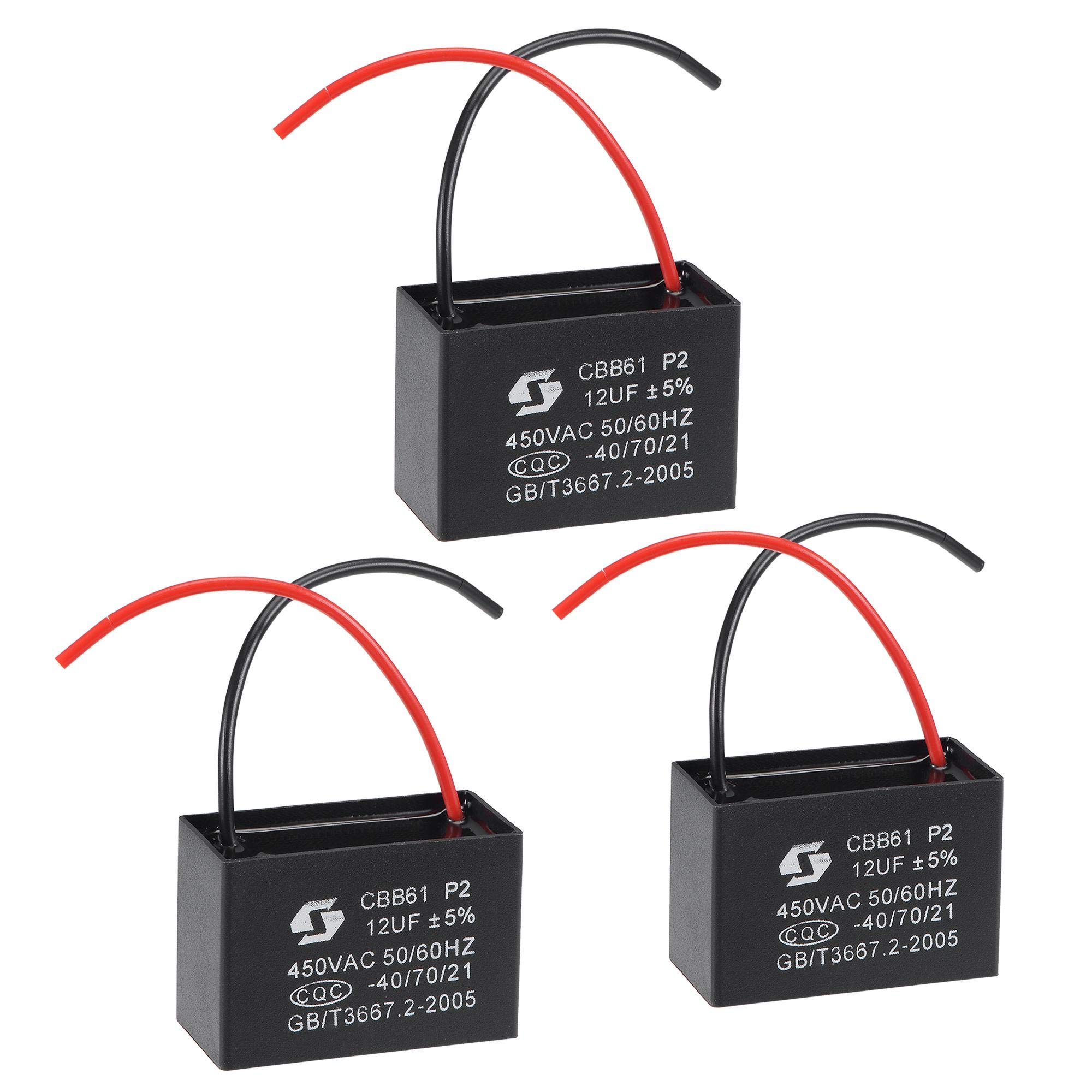 Buy sourcing Ceiling Fan Capacitor CBB61 12uF 450V AC 2 Wires