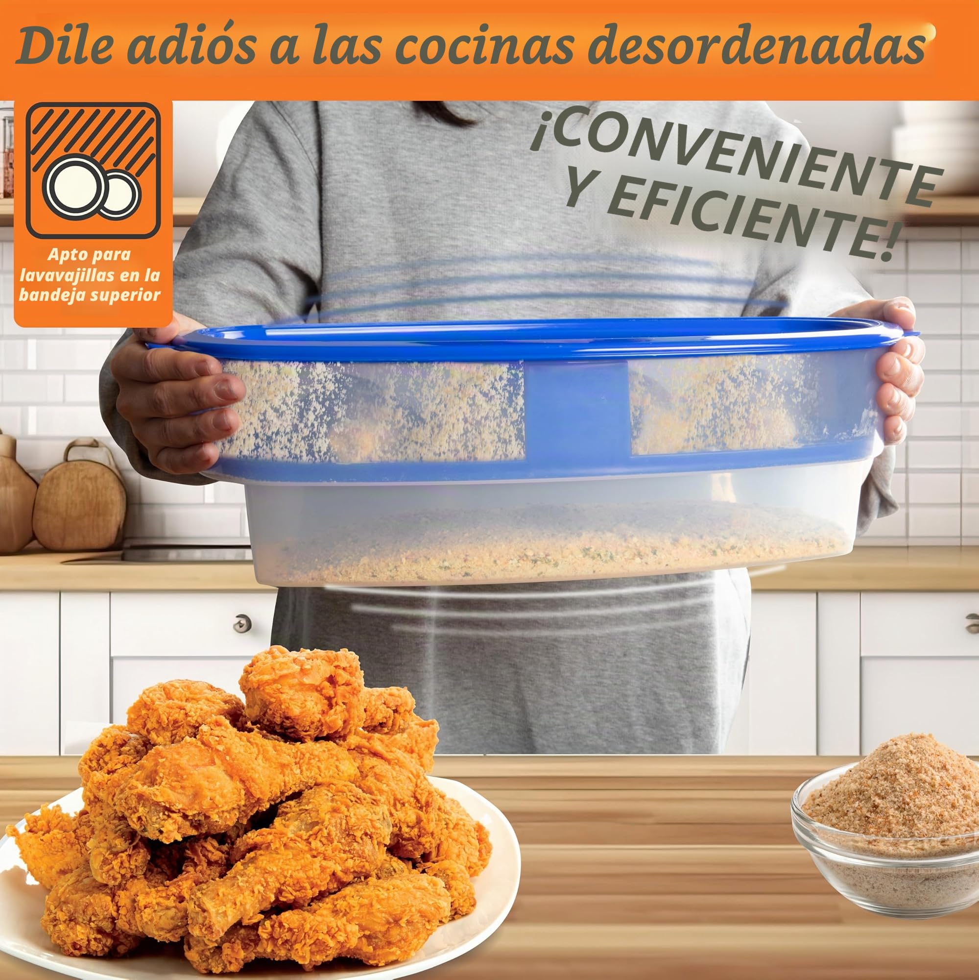 Cook 's Choice Original mejor Breader masa cuenco All-in-One Mess Free panificación en casa o de viaje