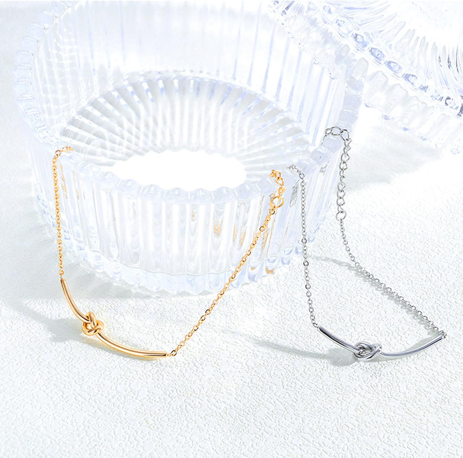 Matching Bracelets for Couples Valentines bracelets Knot Love Gold Silver Plated Non Tanish Snake Chain Knot Adjustable Permanent Forever Dainty to My Love Jewelry Valentine's Day Birthday Gifts - Image 7