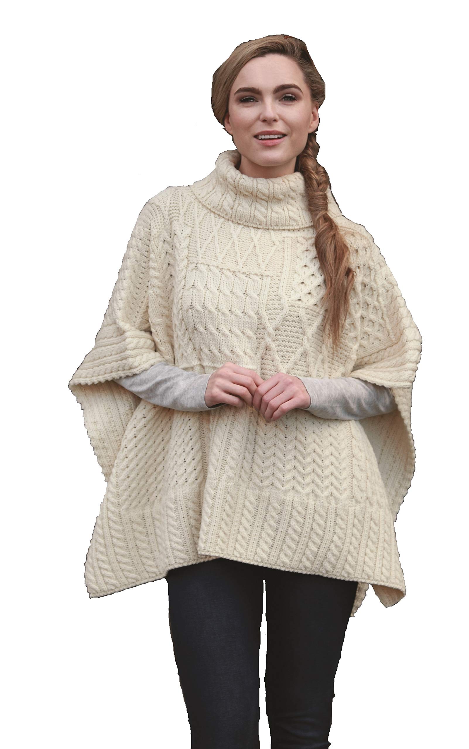 Aran Woollen MillsCarraig Donn 100% Irish Merino Wool Patchwork Aran Cowl Cape.